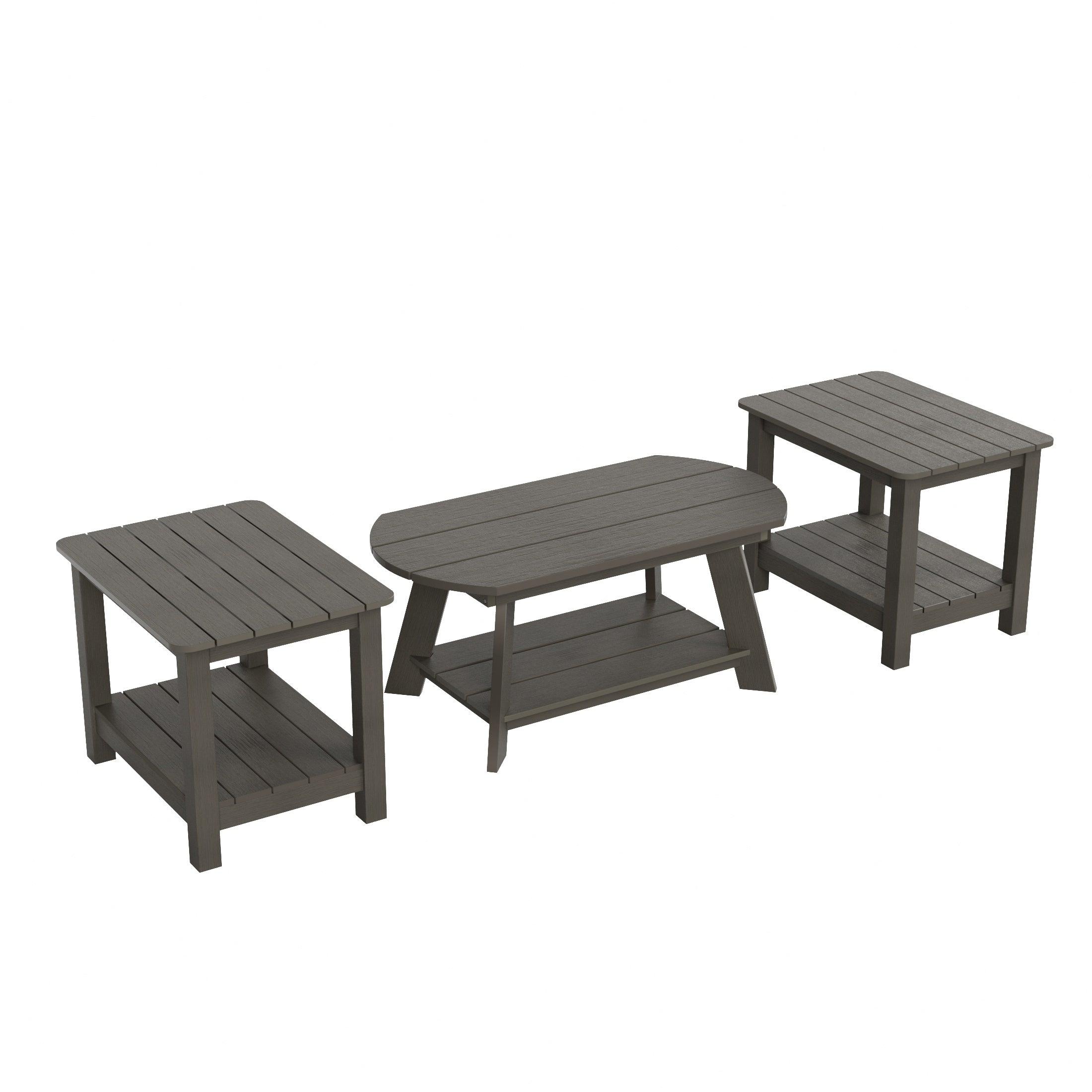 Florence 3-Piece HIPS Adirondack Side Table and Coffee Table Set - Costaelm