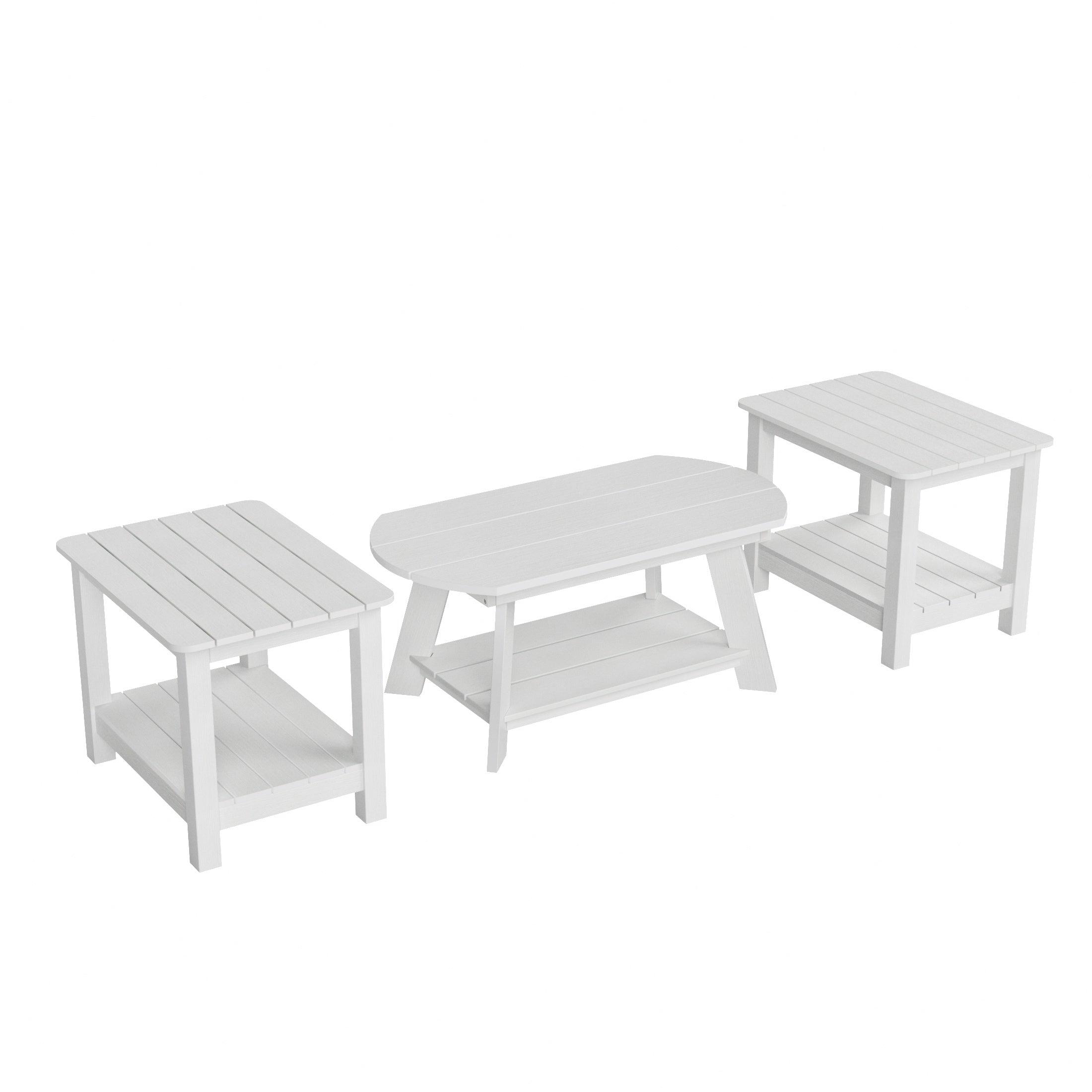 Florence 3-Piece HIPS Adirondack Side Table and Coffee Table Set - Costaelm