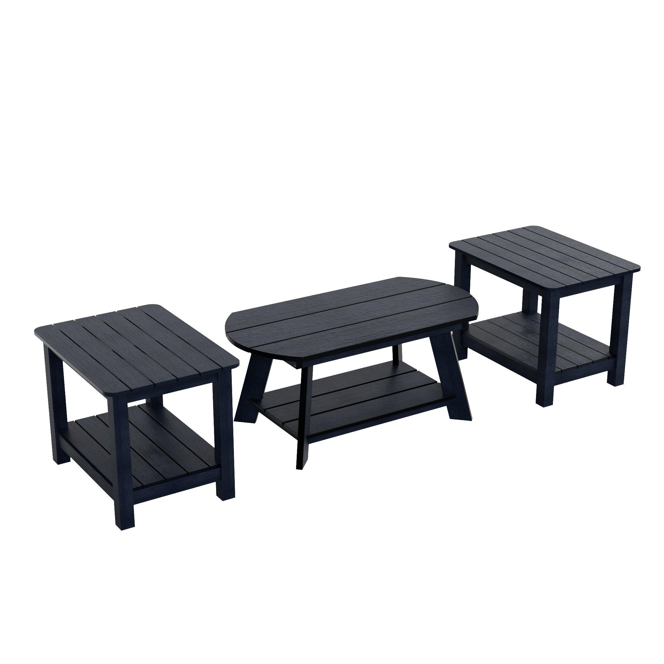 Florence 3-Piece HIPS Adirondack Side Table and Coffee Table Set - Costaelm