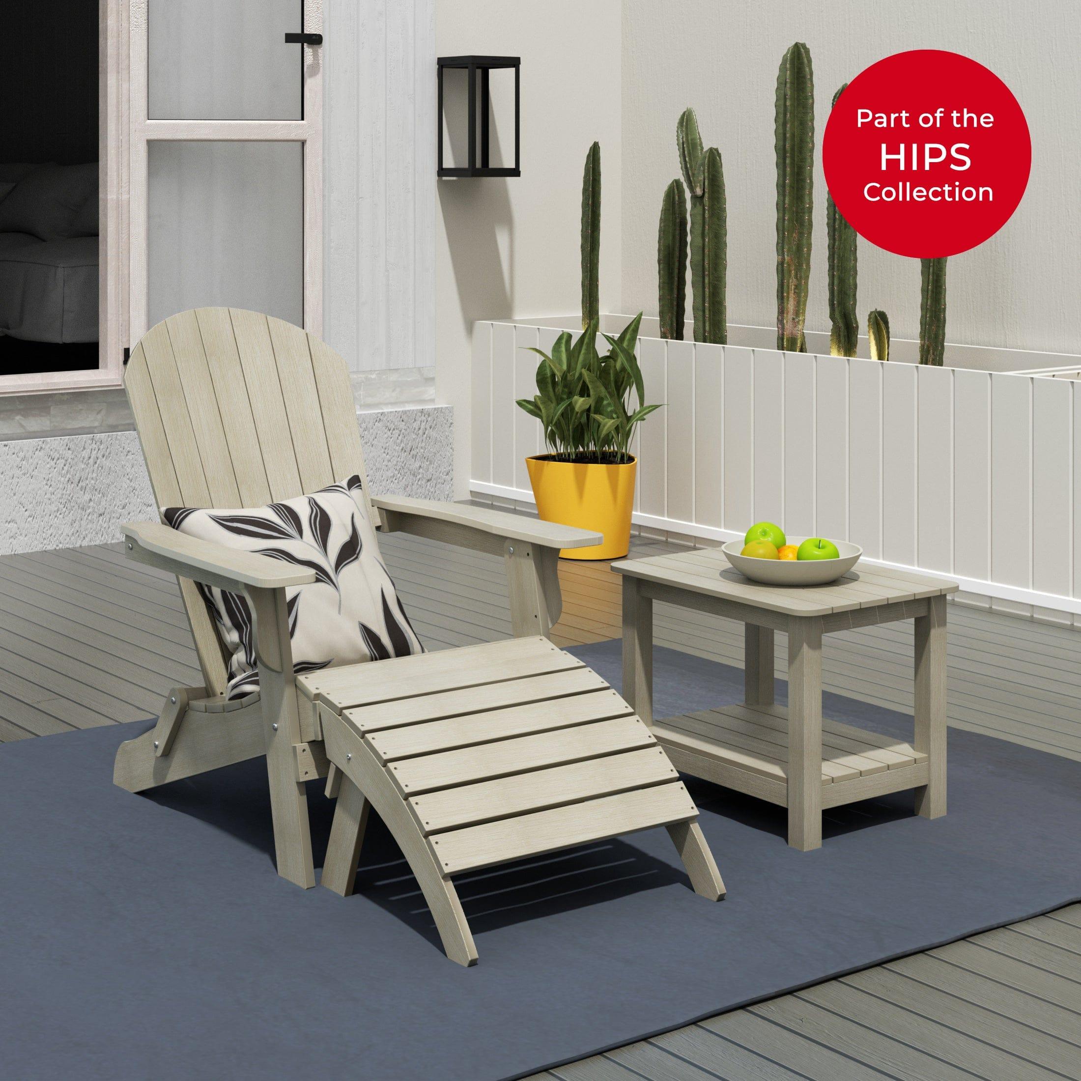 Florence 3-Piece HIPS Folding Adirondack Chair and Folding Ottoman Side Table Set - Costaelm