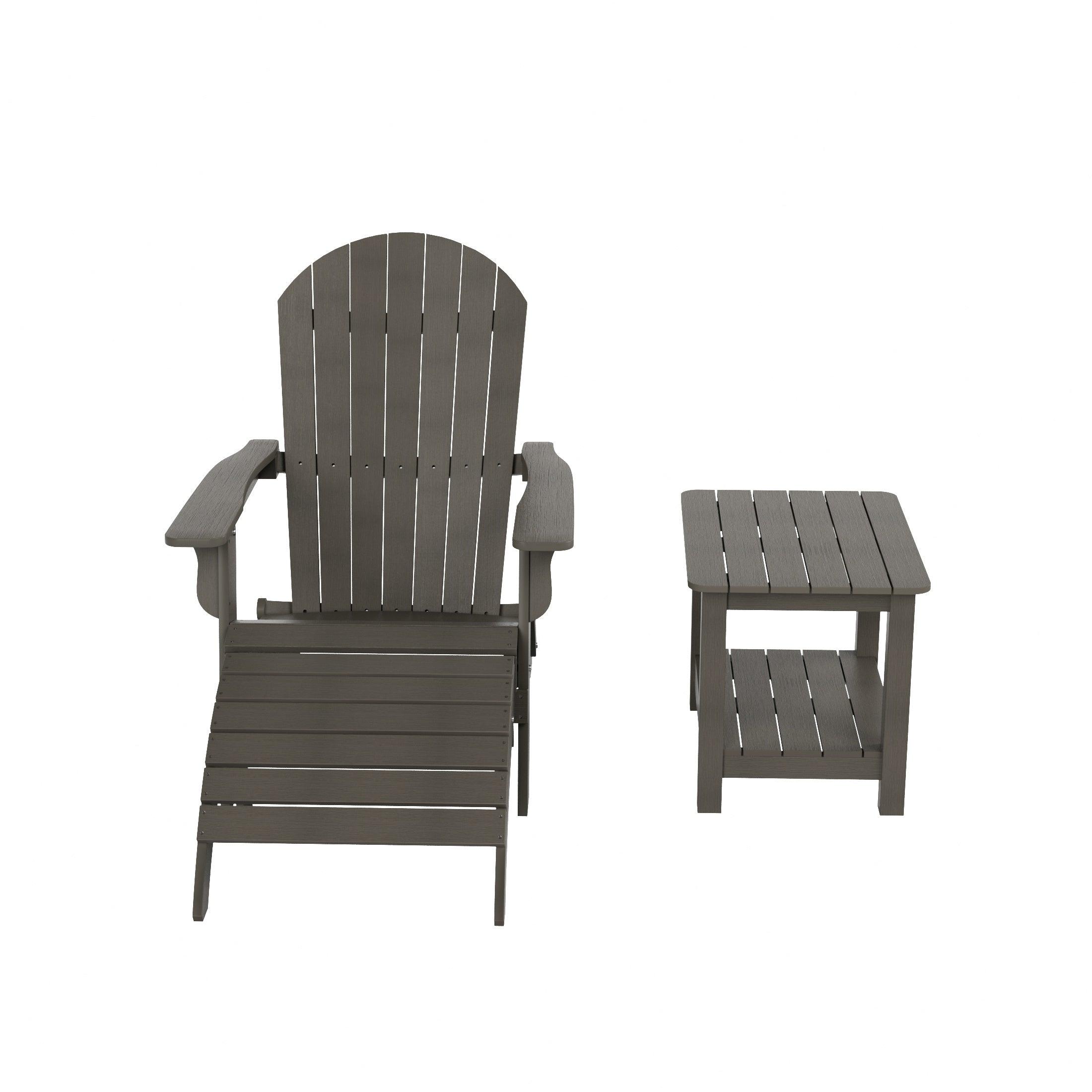 Florence 3-Piece HIPS Folding Adirondack Chair and Folding Ottoman Side Table Set - Costaelm