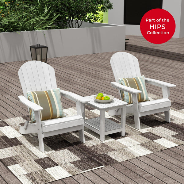 Florence 3-Piece Set HIPS Folding Adirondack Chair with Side Table - Costaelm