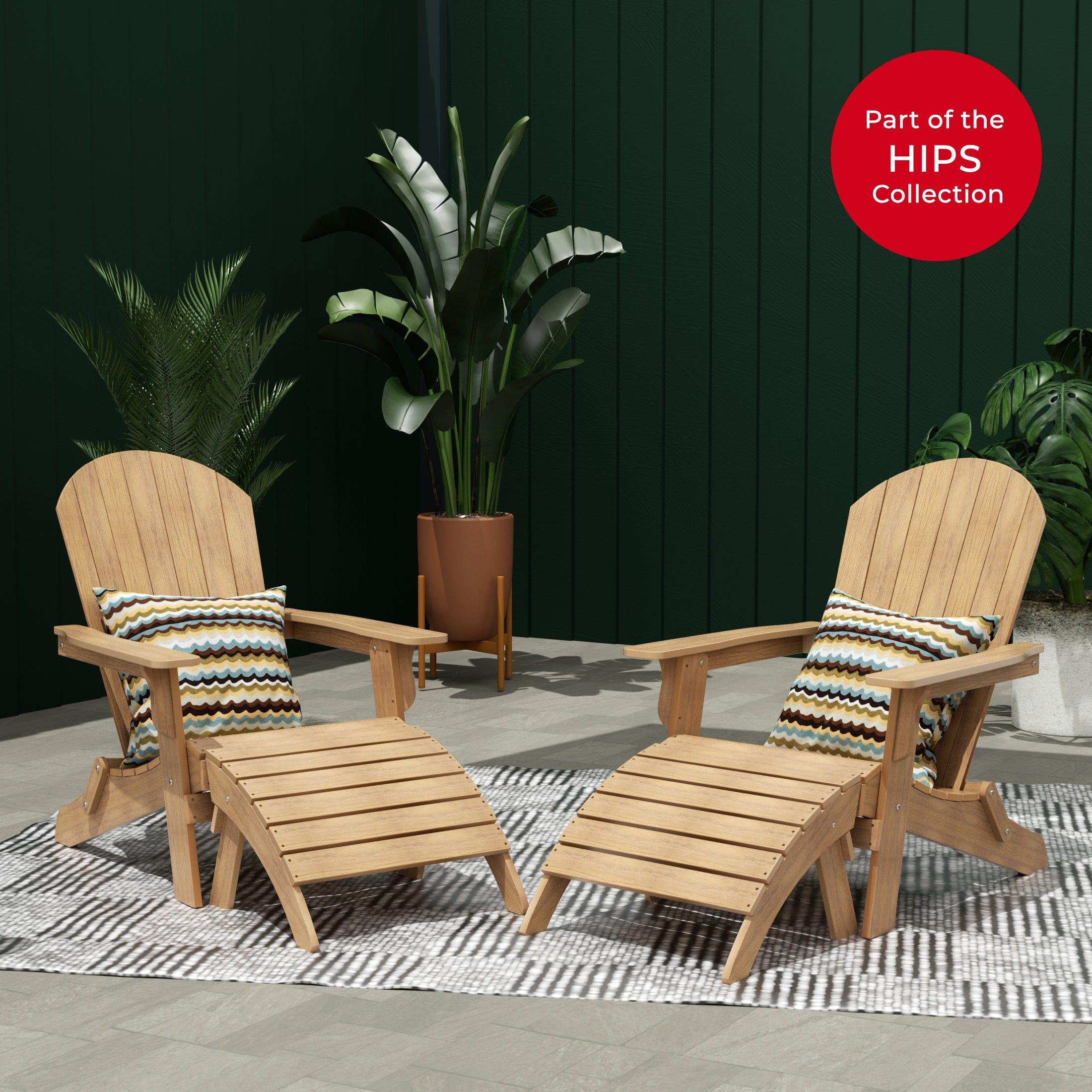 Florence 4-Piece HIPS Folding Adirondack Chair and Folding Ottoman Set - Costaelm