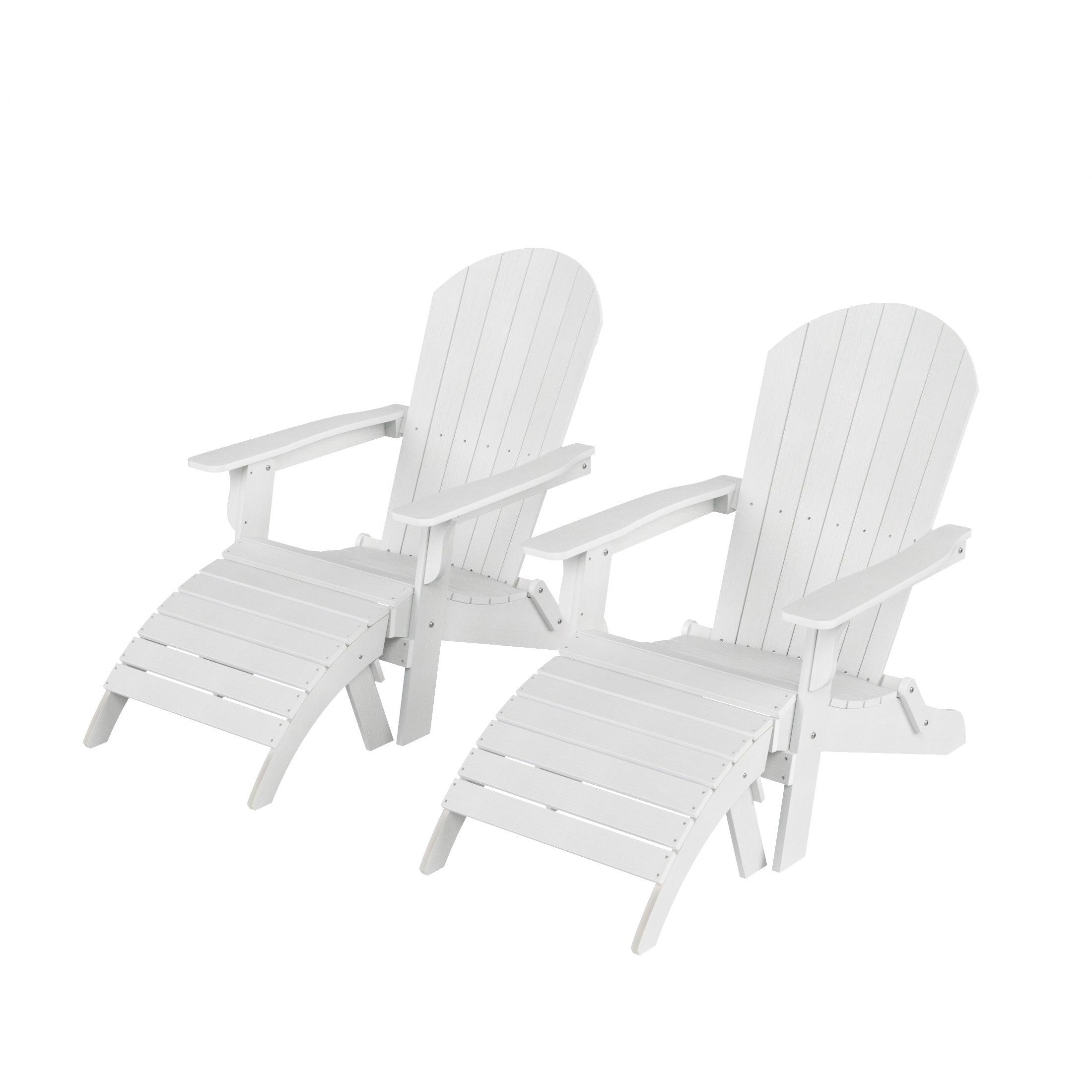 Florence 4-Piece HIPS Folding Adirondack Chair and Folding Ottoman Set - Costaelm