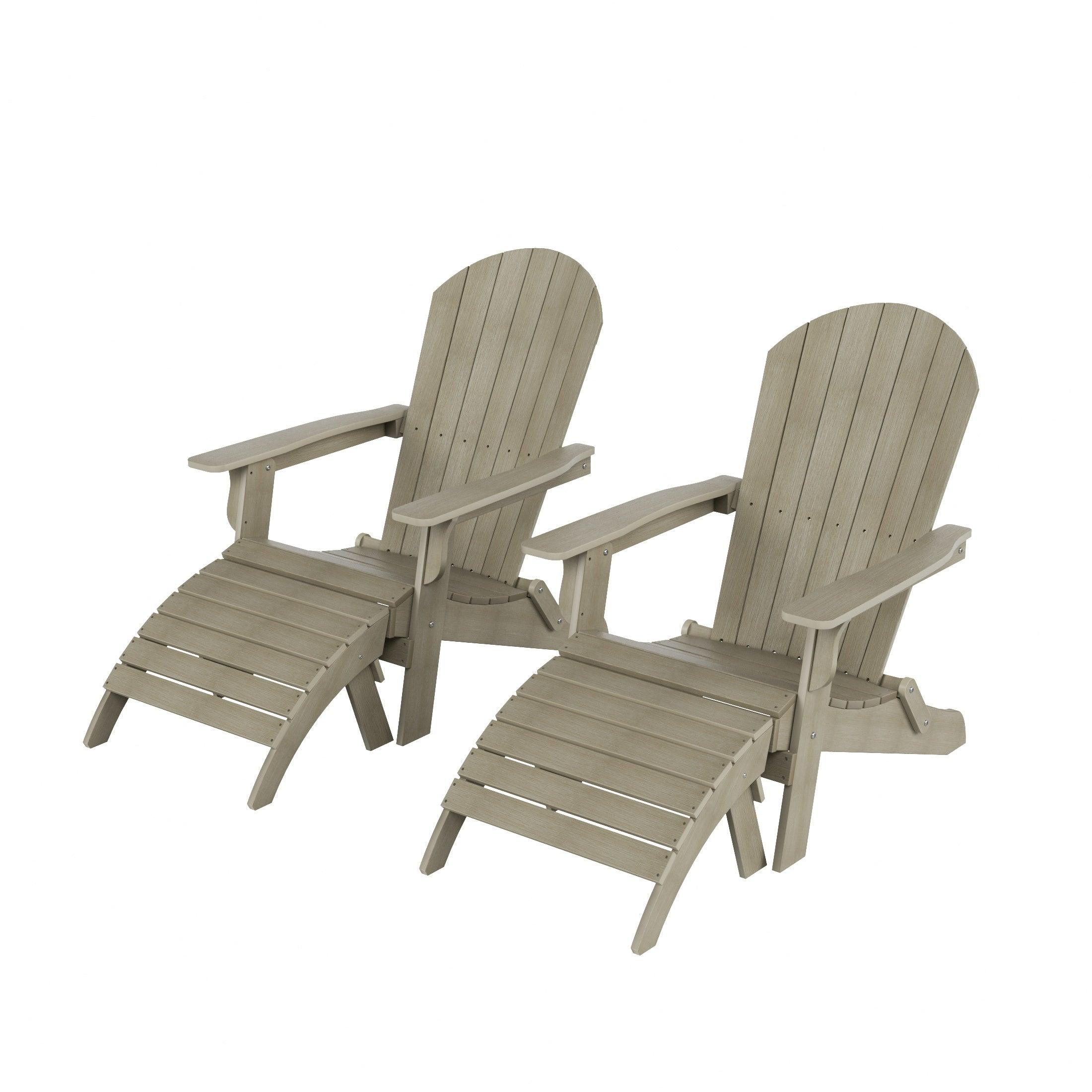 Florence 4-Piece HIPS Folding Adirondack Chair and Folding Ottoman Set - Costaelm