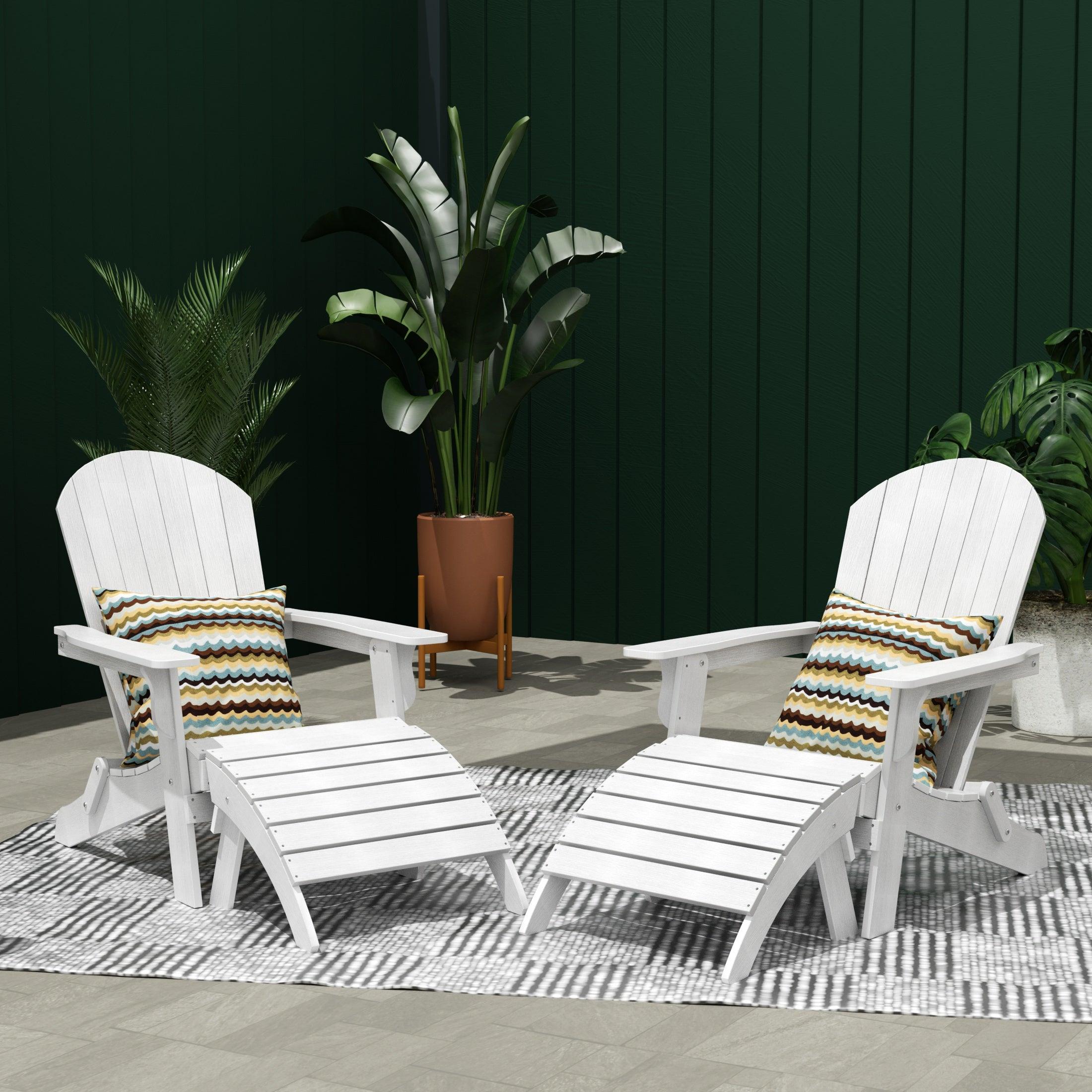 Florence 4-Piece HIPS Folding Adirondack Chair and Folding Ottoman Set - Costaelm