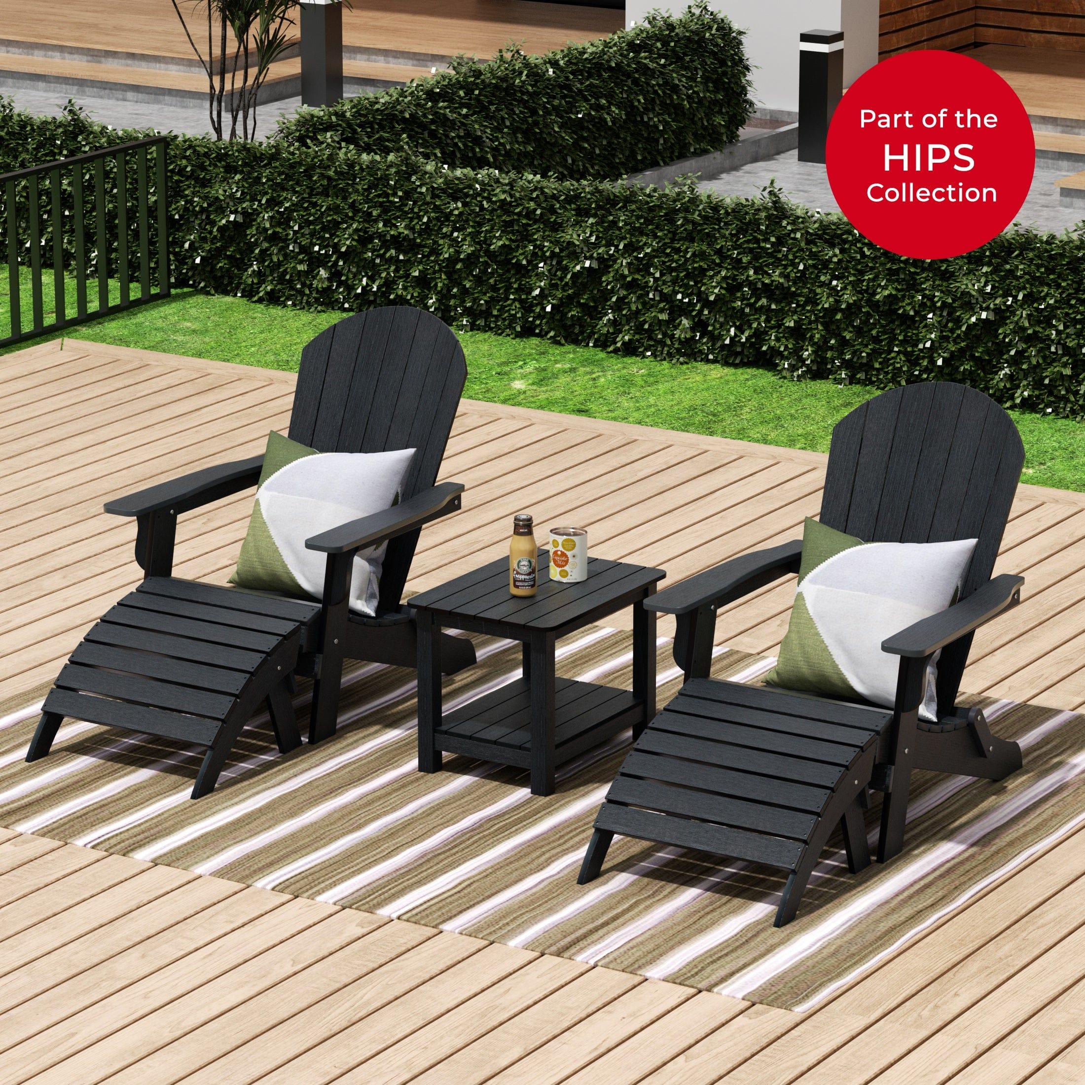 Florence 5-Piece HIPS Folding Adirondack Chair and Folding Ottoman Side Table Set - Costaelm