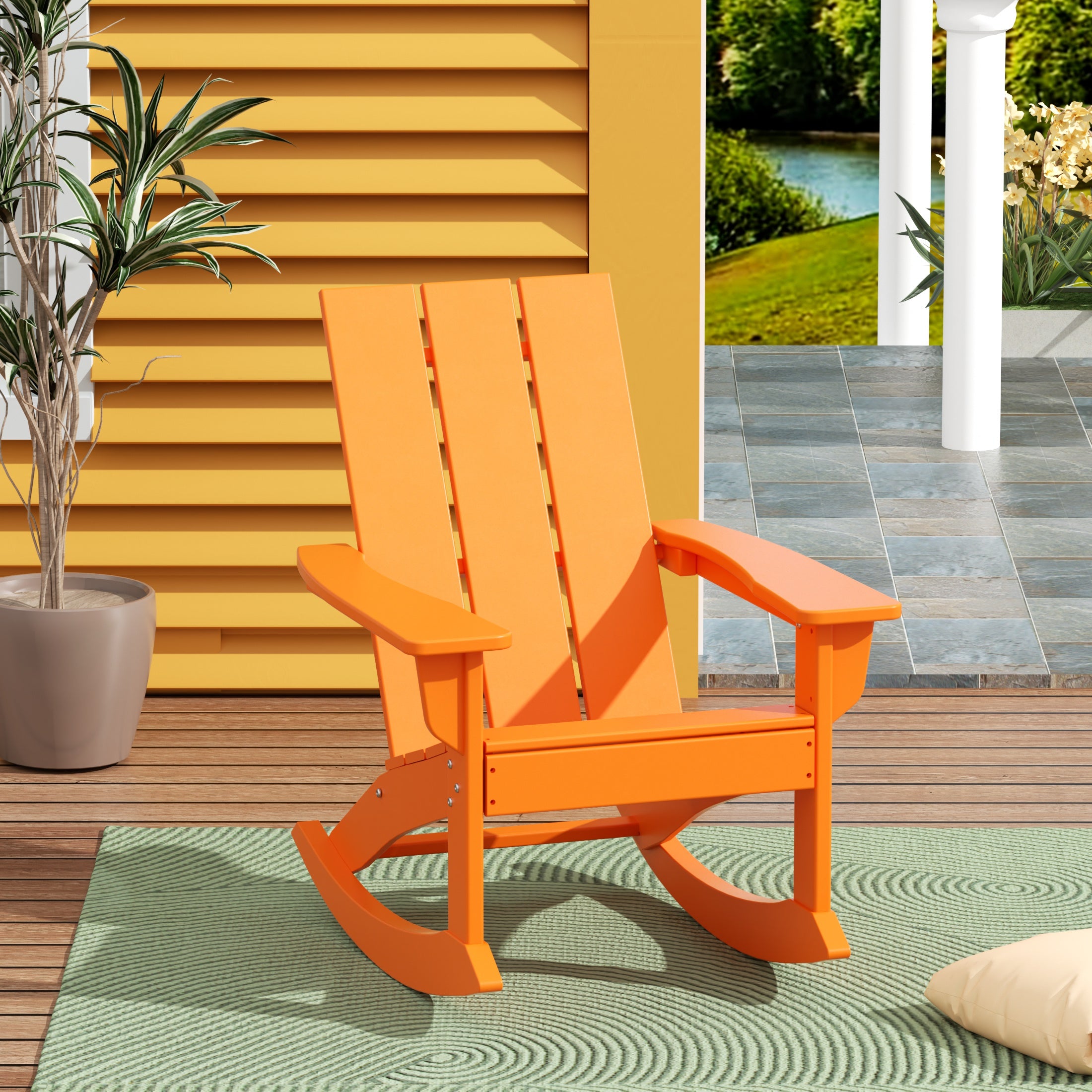 Palms Ashore Outdoor Patio Modern Adirondack Rocking Chair