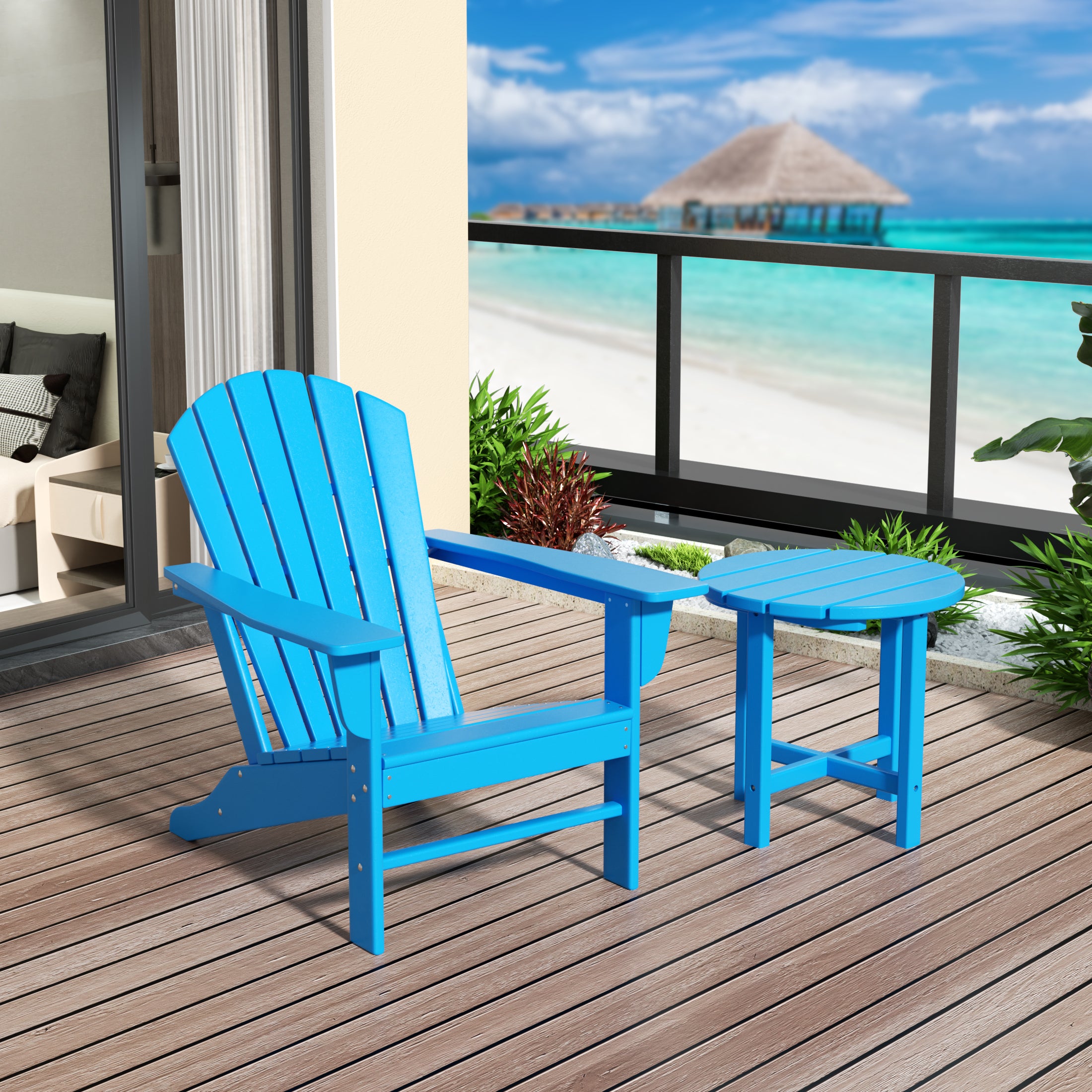 Portside Dylan Outdoor Adirondack Chair with Side Table Set