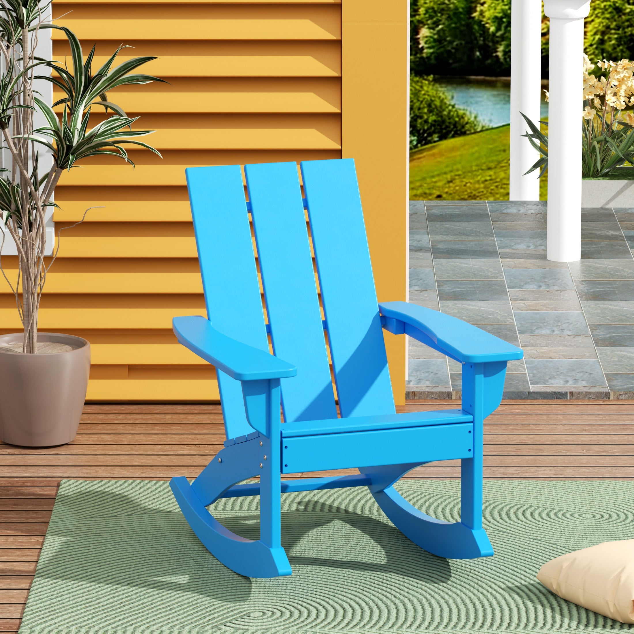 Palms Ashore Outdoor Patio Modern Adirondack Rocking Chair