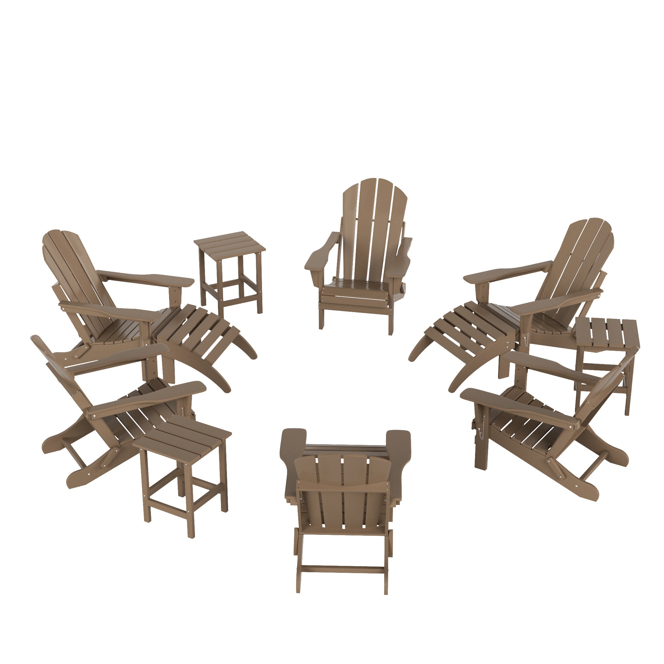 Paradise Malibu 12-Piece Outdoor Folding Poly Adirondack Chair With Ottoman And Side Table