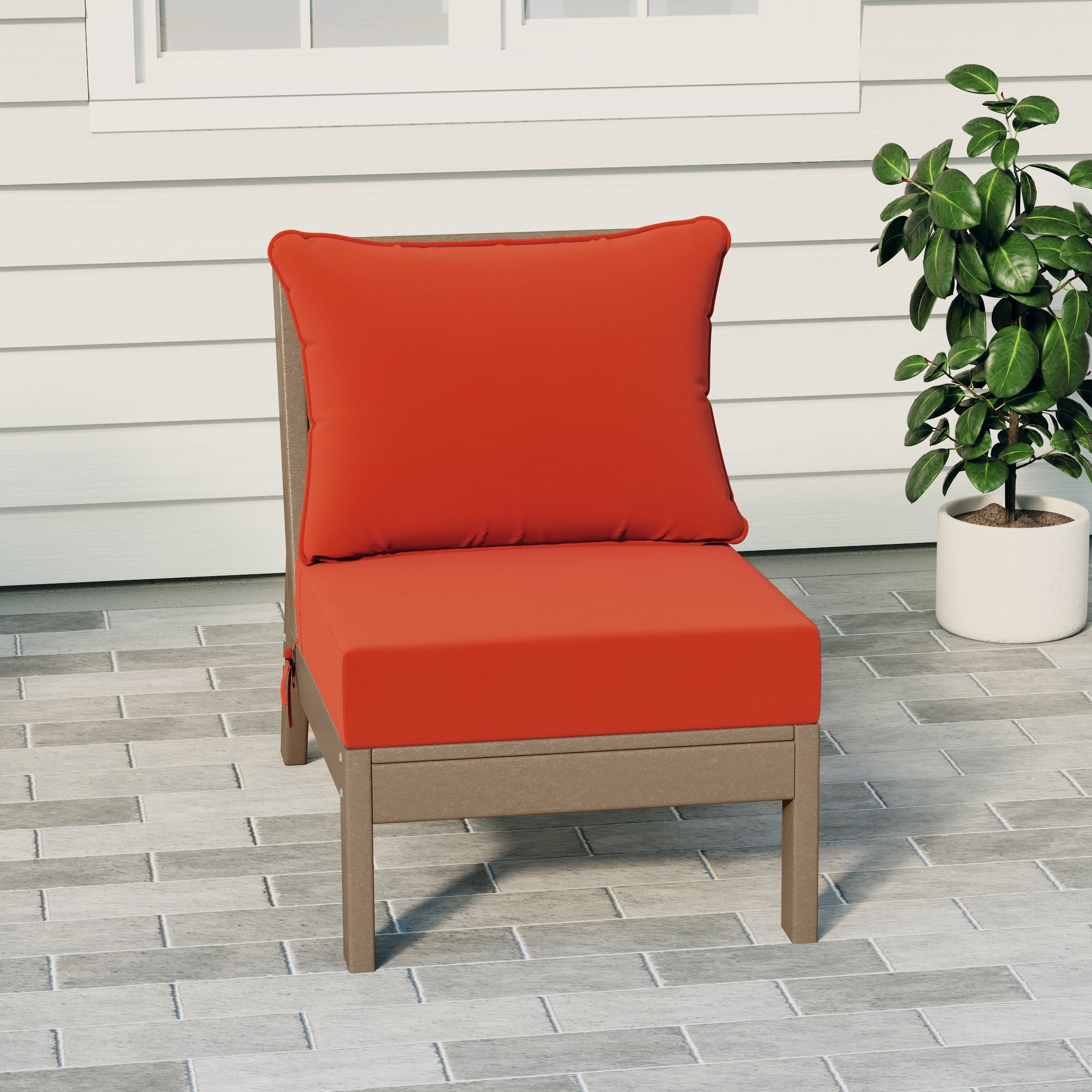 Portsmouth Modern Outdoor HDPE Patio Armless Sectional Corner Club Chair with Deep Seat Cushions