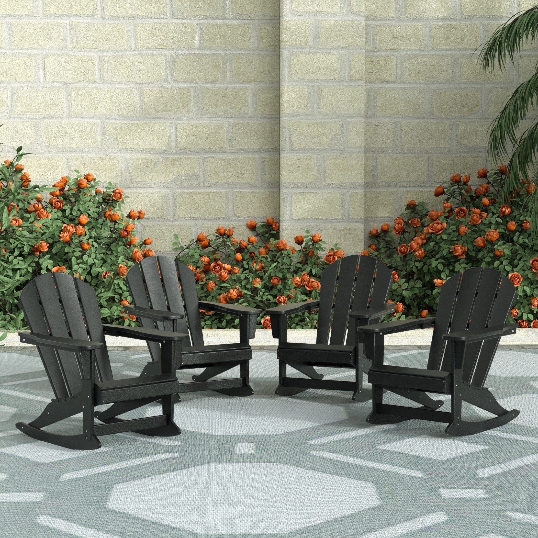 Paradise Malibu Outdoor Patio Porch Rocking Adirondack Chair (Set of 4)