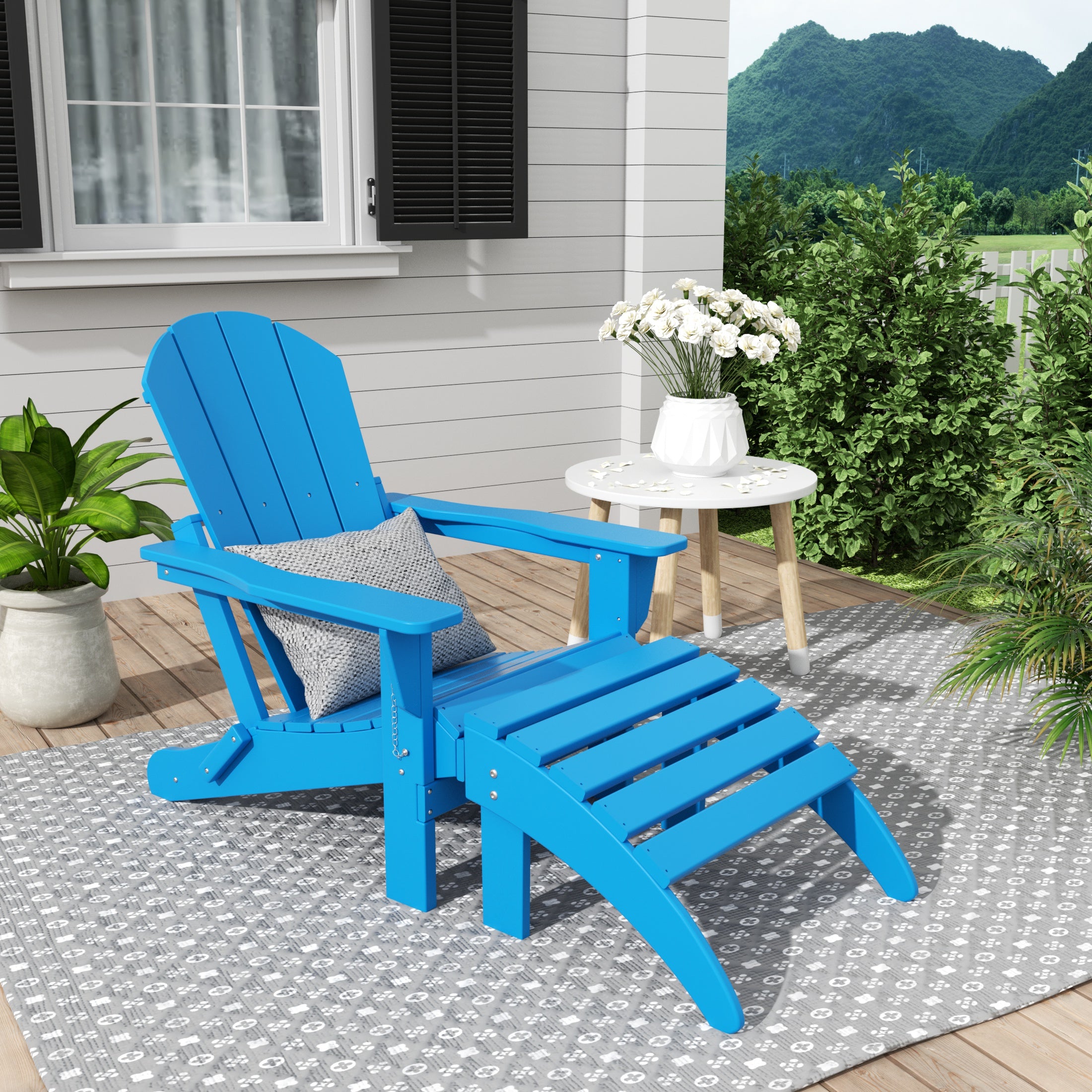 Paradise Westintrends 2 piece set classic Adirondack chair with ottoman (1 seater)