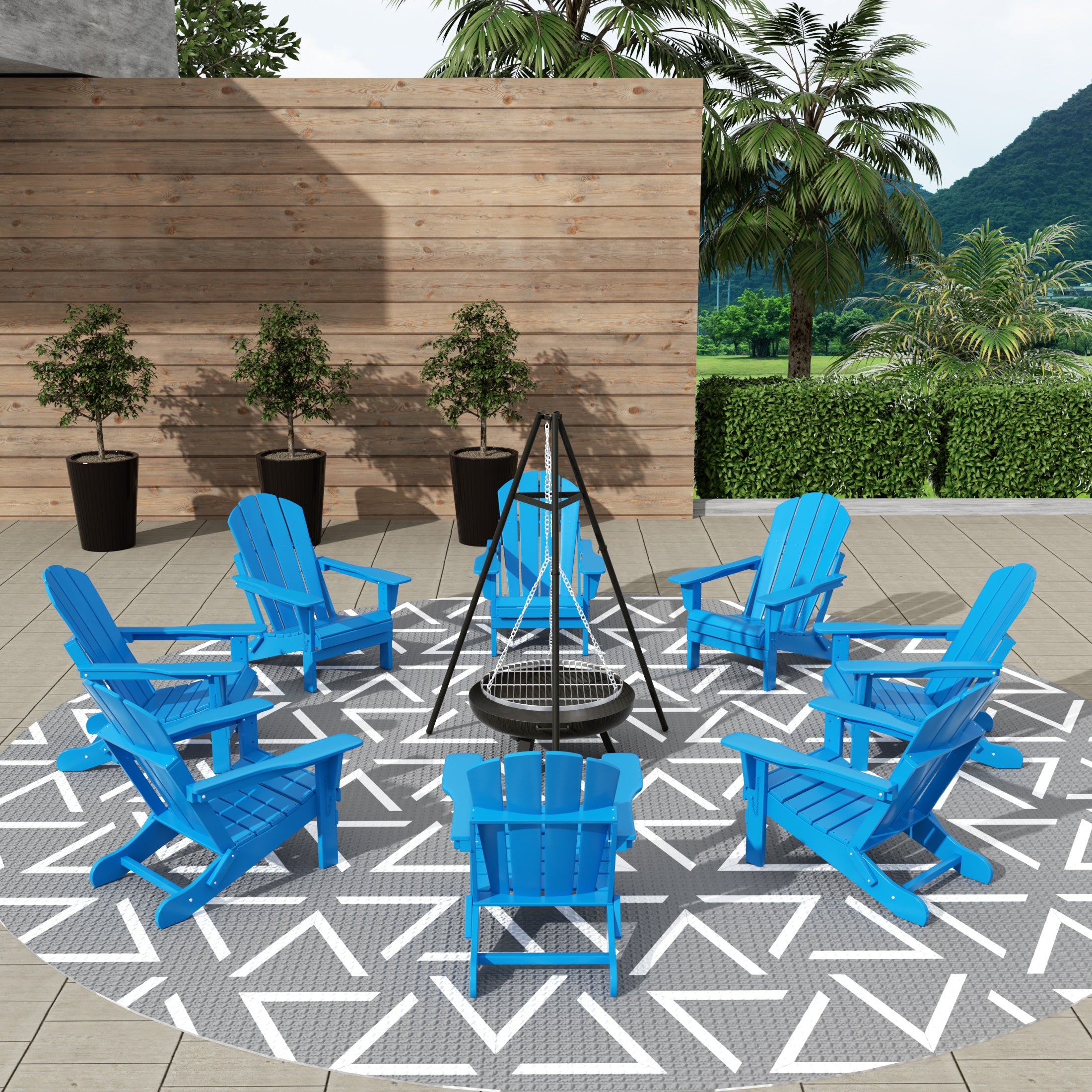 Paradise Malibu Outdoor Folding Poly Adirondack Chair (Set of 8)