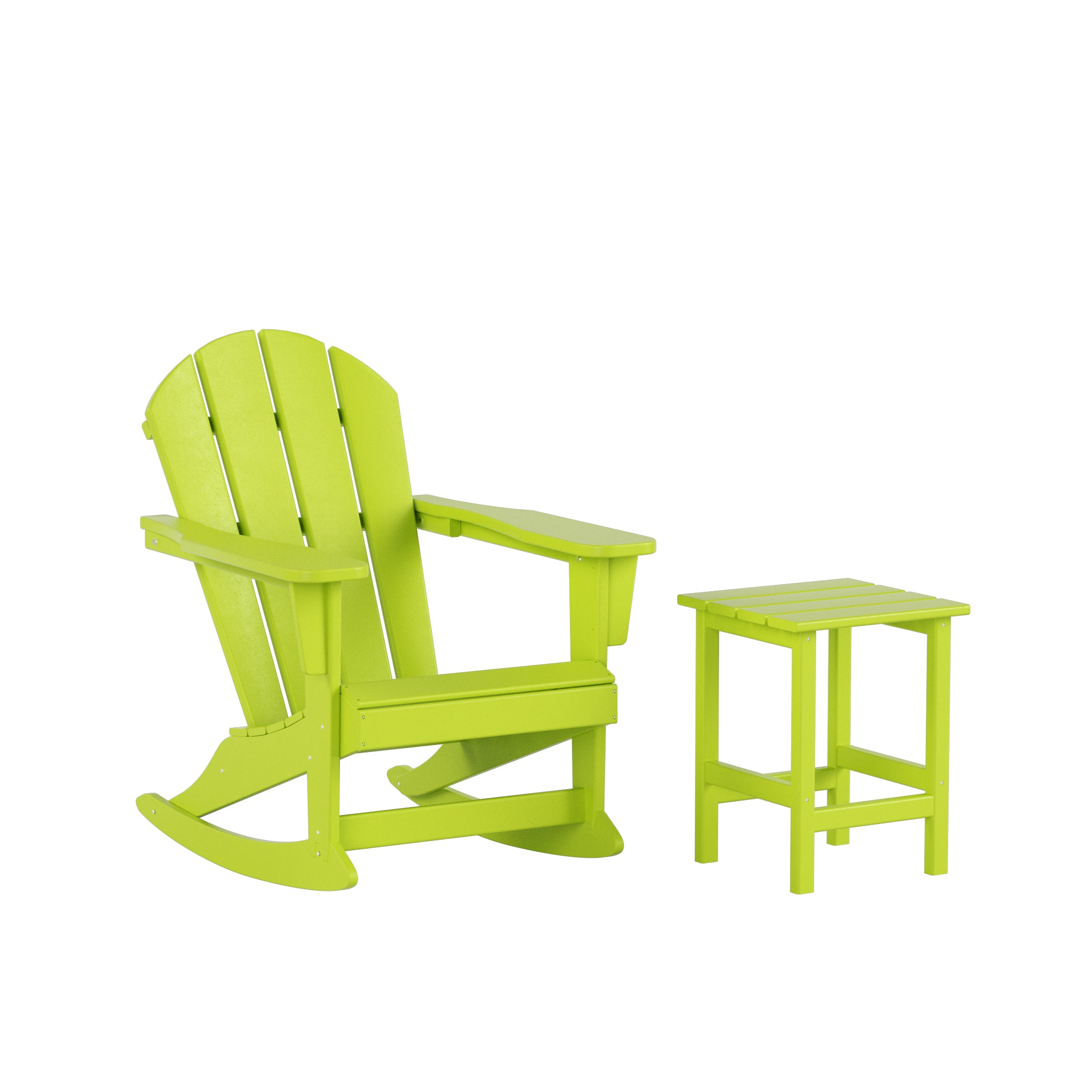 Paradise Malibu Outdoor Patio Rocking Adirondack Chairs with Side Table Set