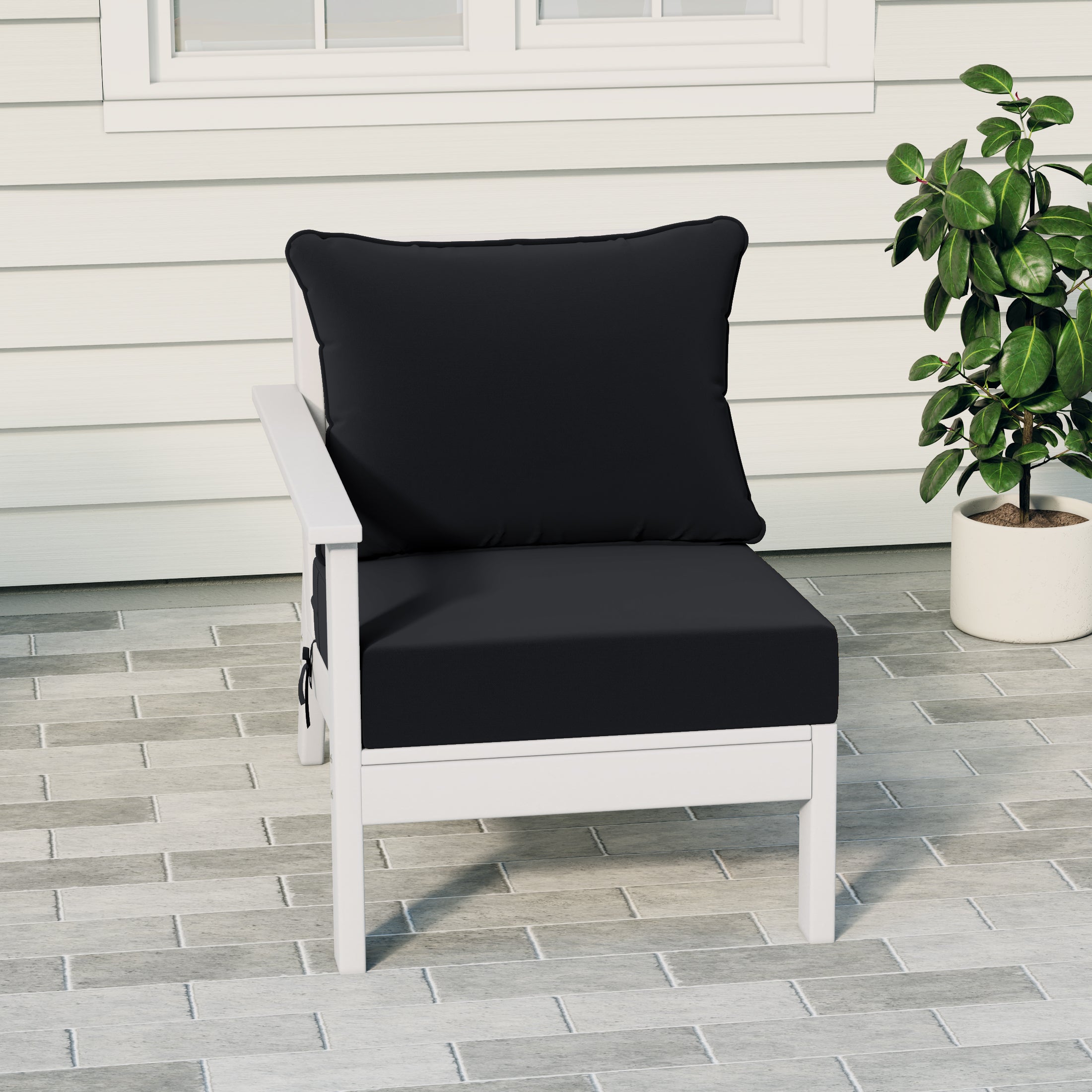 Portsmouth Modern Outdoor HDPE Patio Left Facing Sectional Corner Club Chair with Deep Seat Cushions