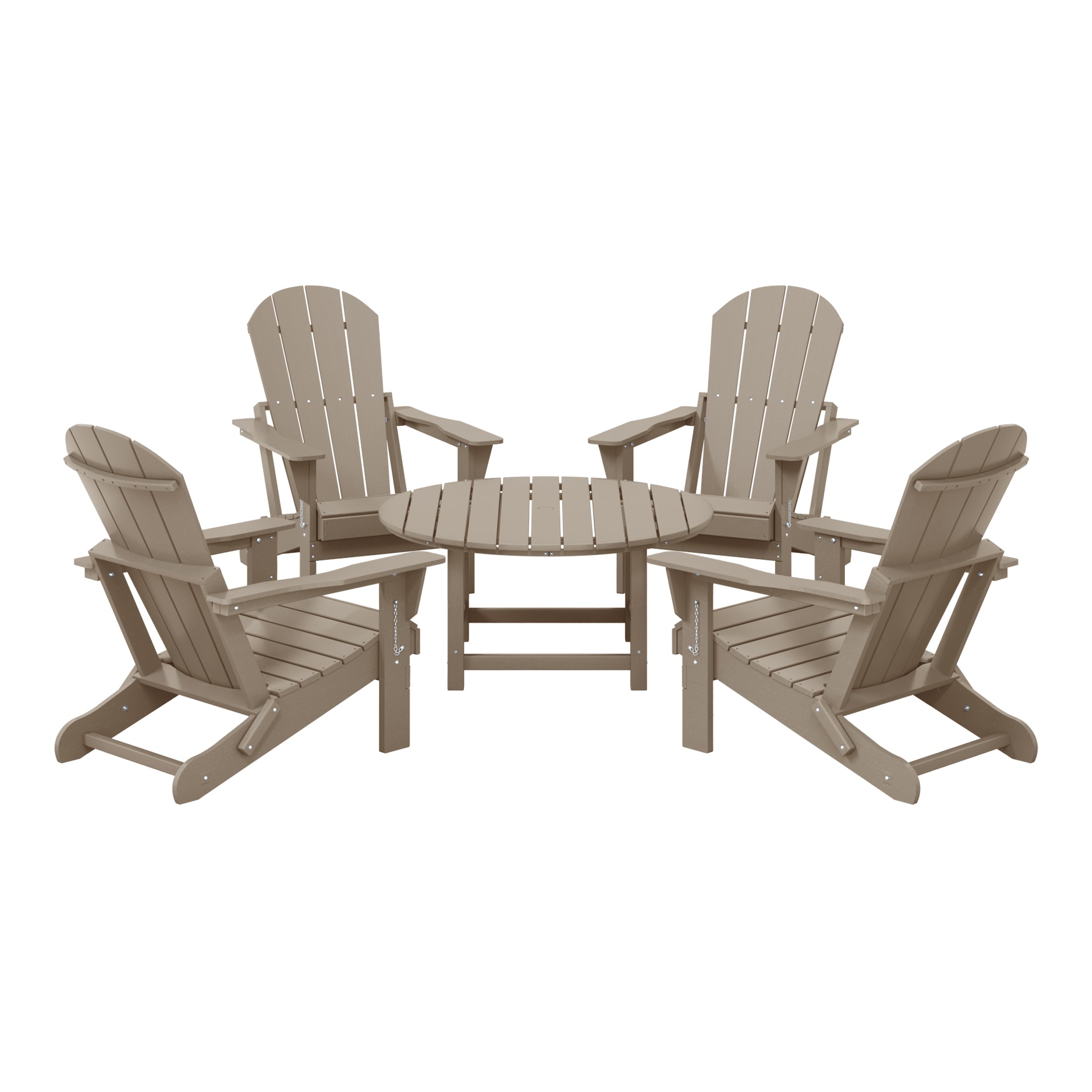 Paradise 5-Piece HDPE Folding Adirondack Chair Outdoor Patio Conversation Set