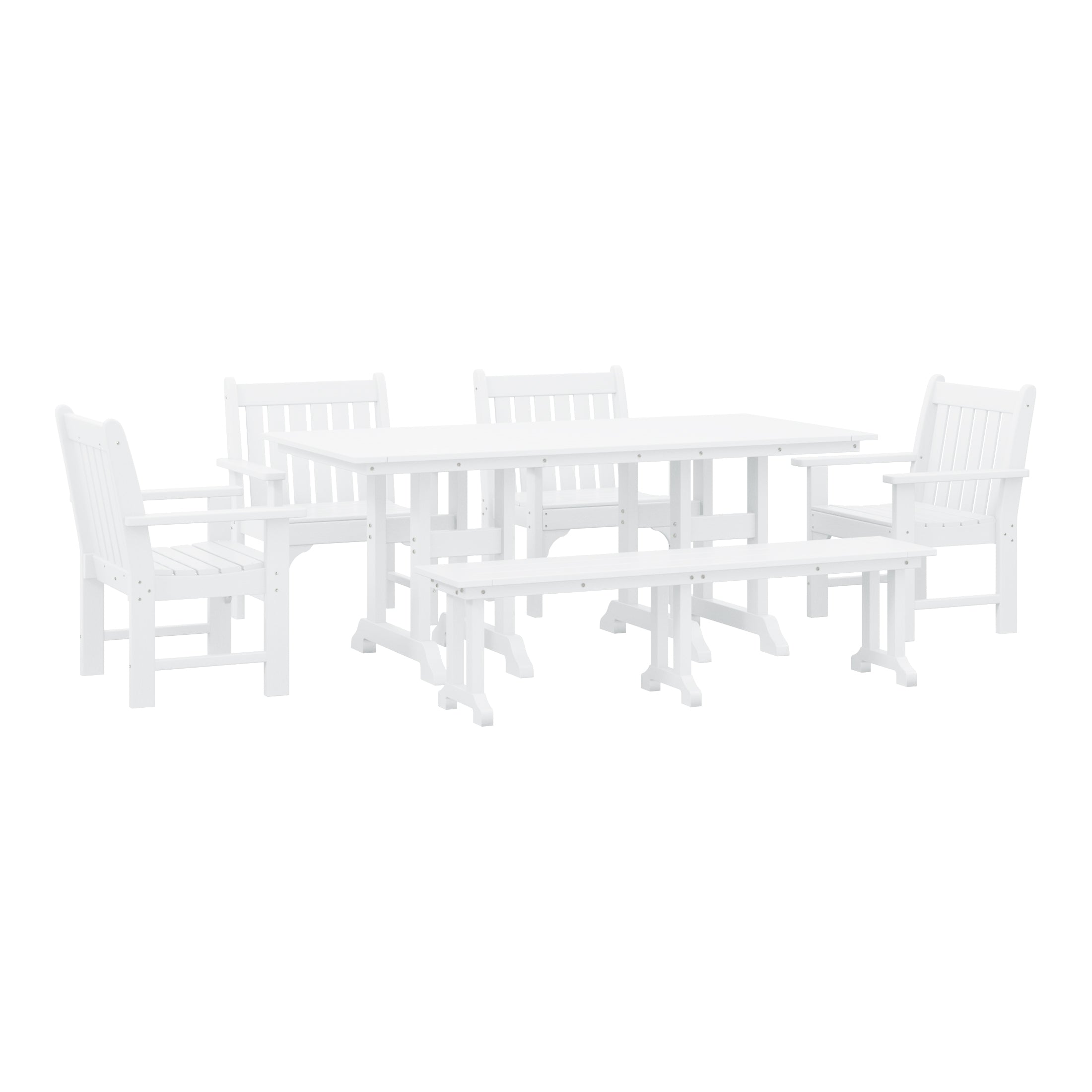 Paradise 6-Piece HDPE Outdoor Rectangular Dining Patio Table and Chairs Set