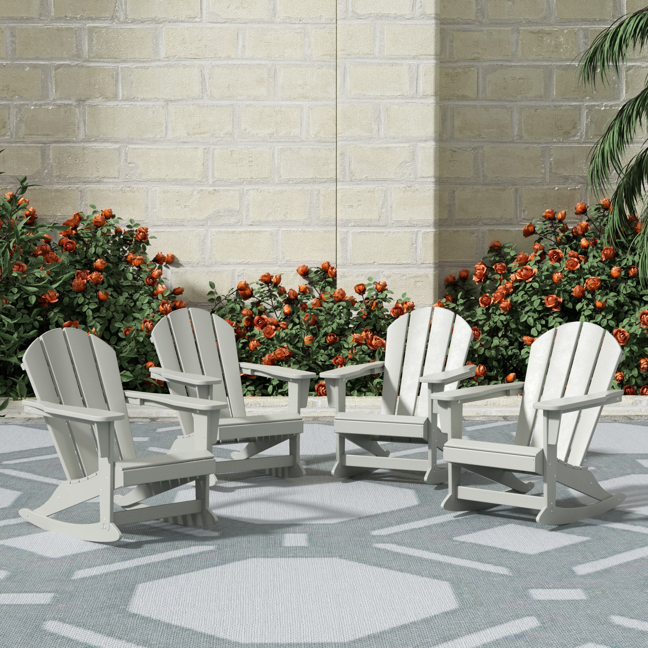 Paradise Malibu Outdoor Patio Porch Rocking Adirondack Chair (Set of 4)