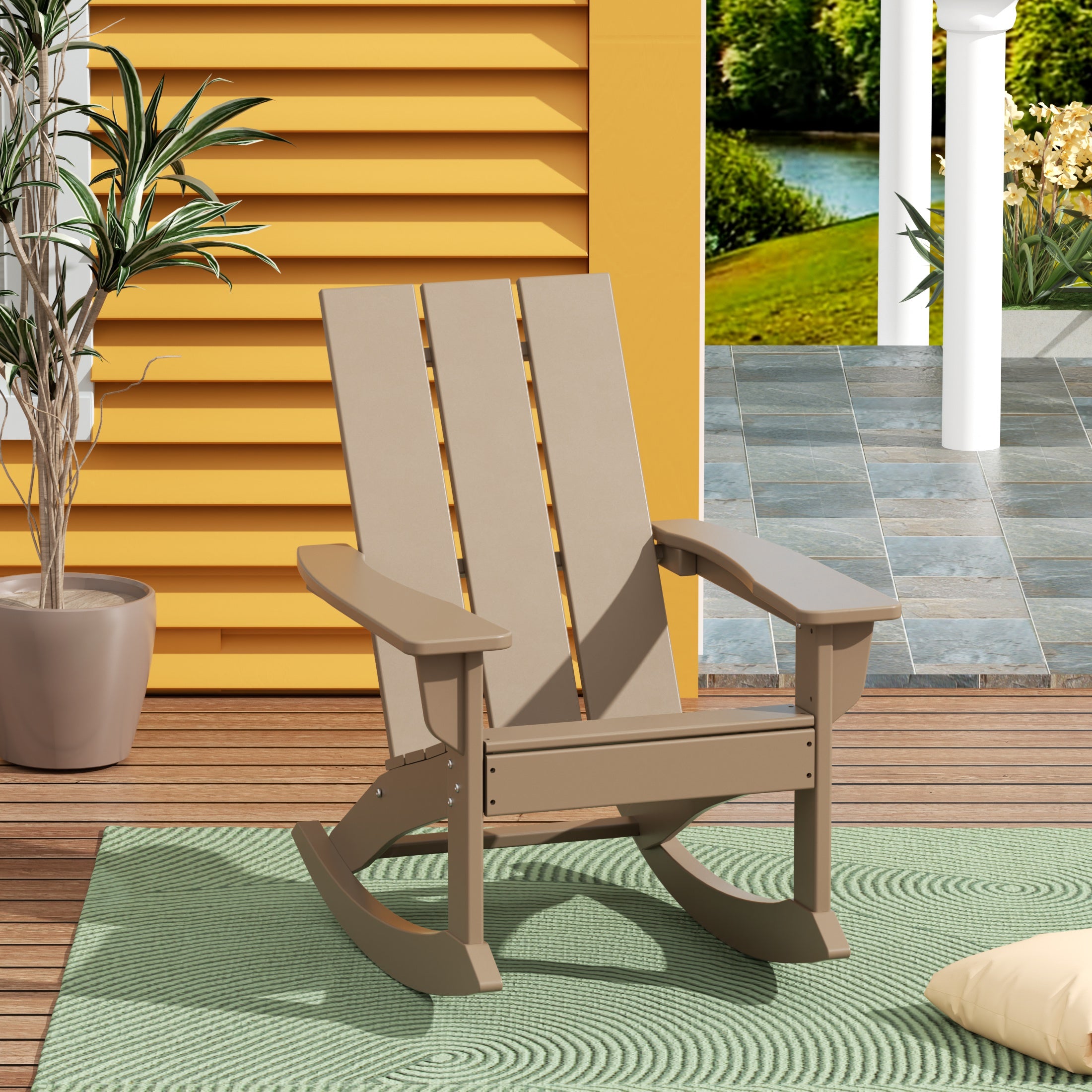 Palms Ashore Outdoor Patio Modern Adirondack Rocking Chair