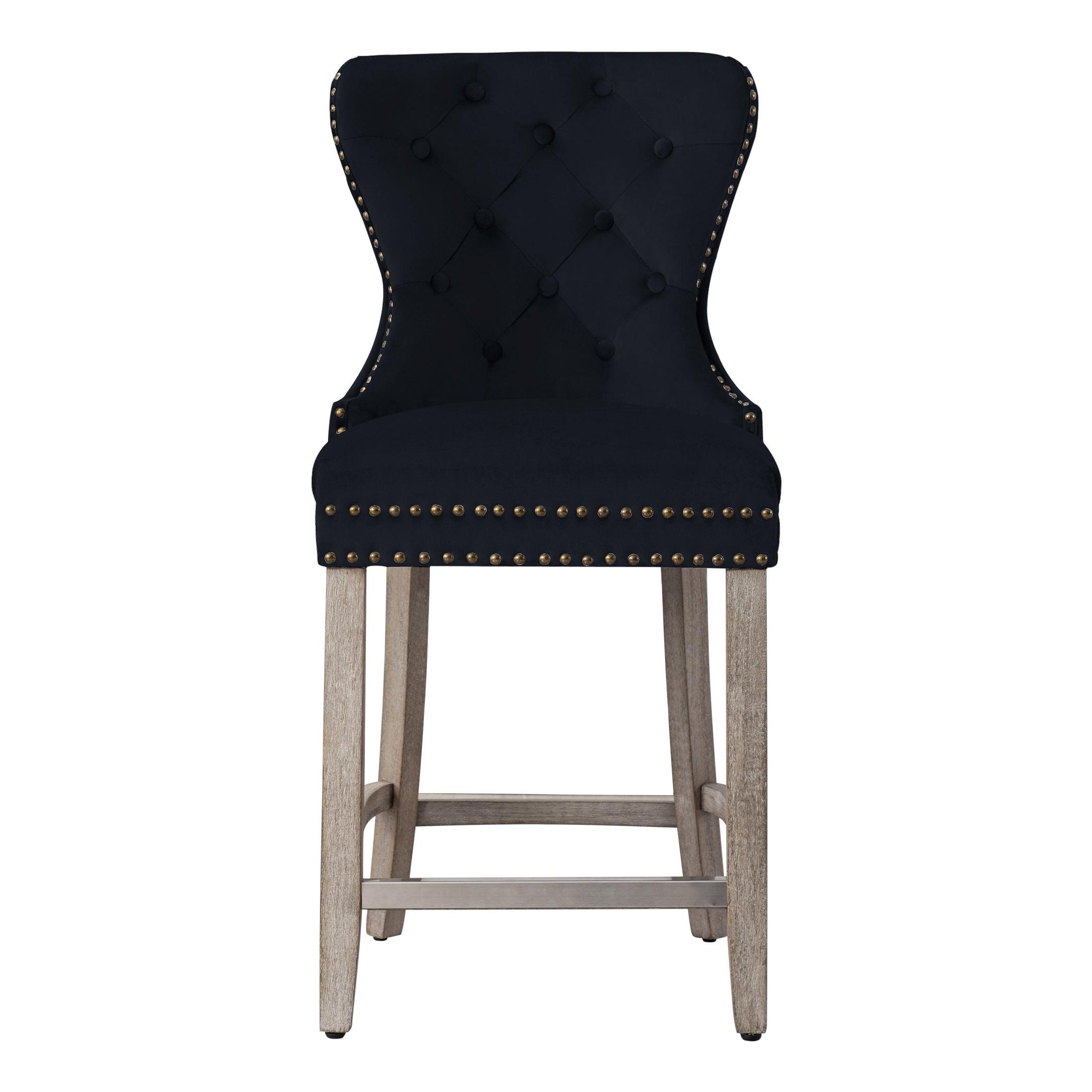 Hank 24" Tufted Velvet Counter Stool Antique Gray - Costaelm