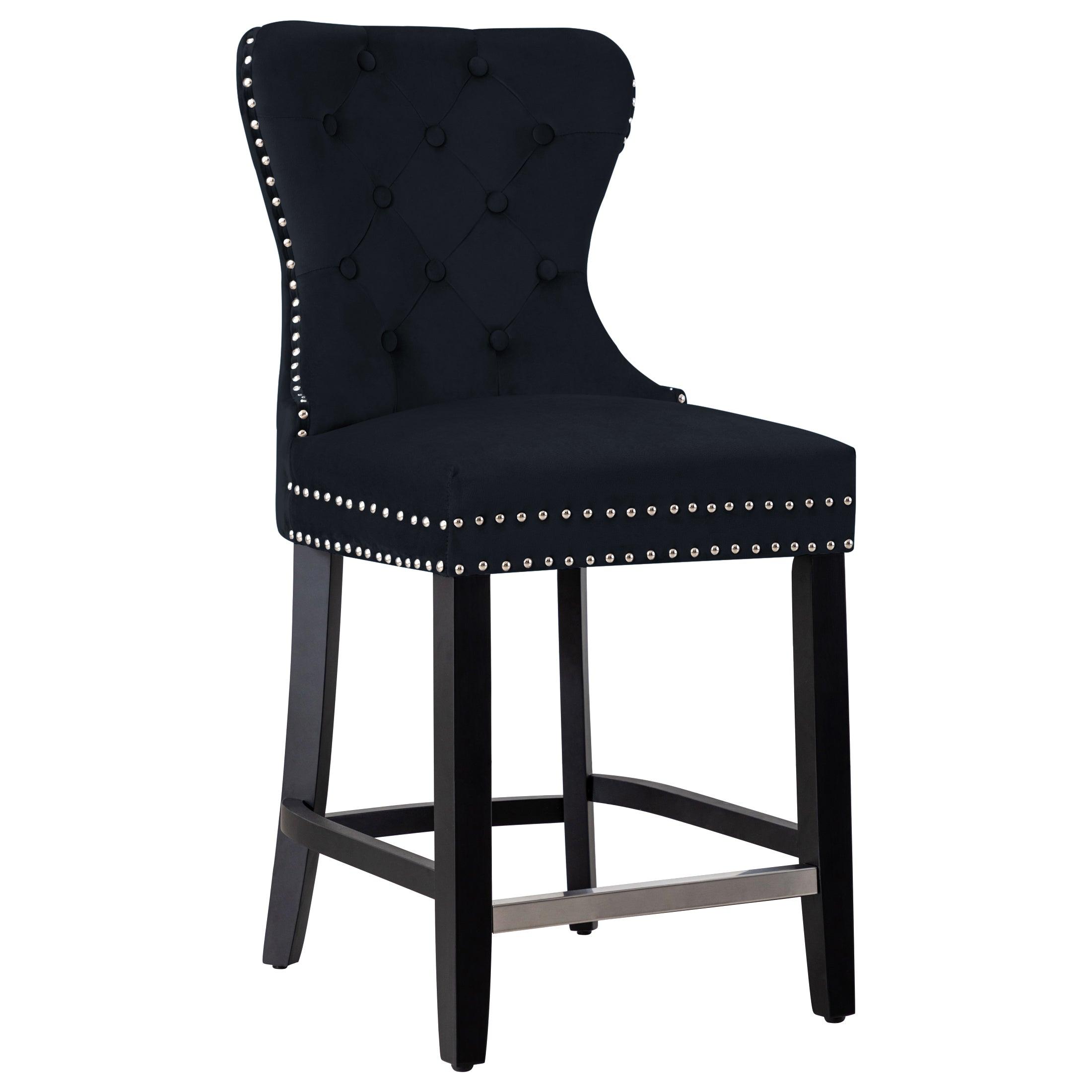 Hank 24" Tufted Velvet Counter Stool Black - Costaelm