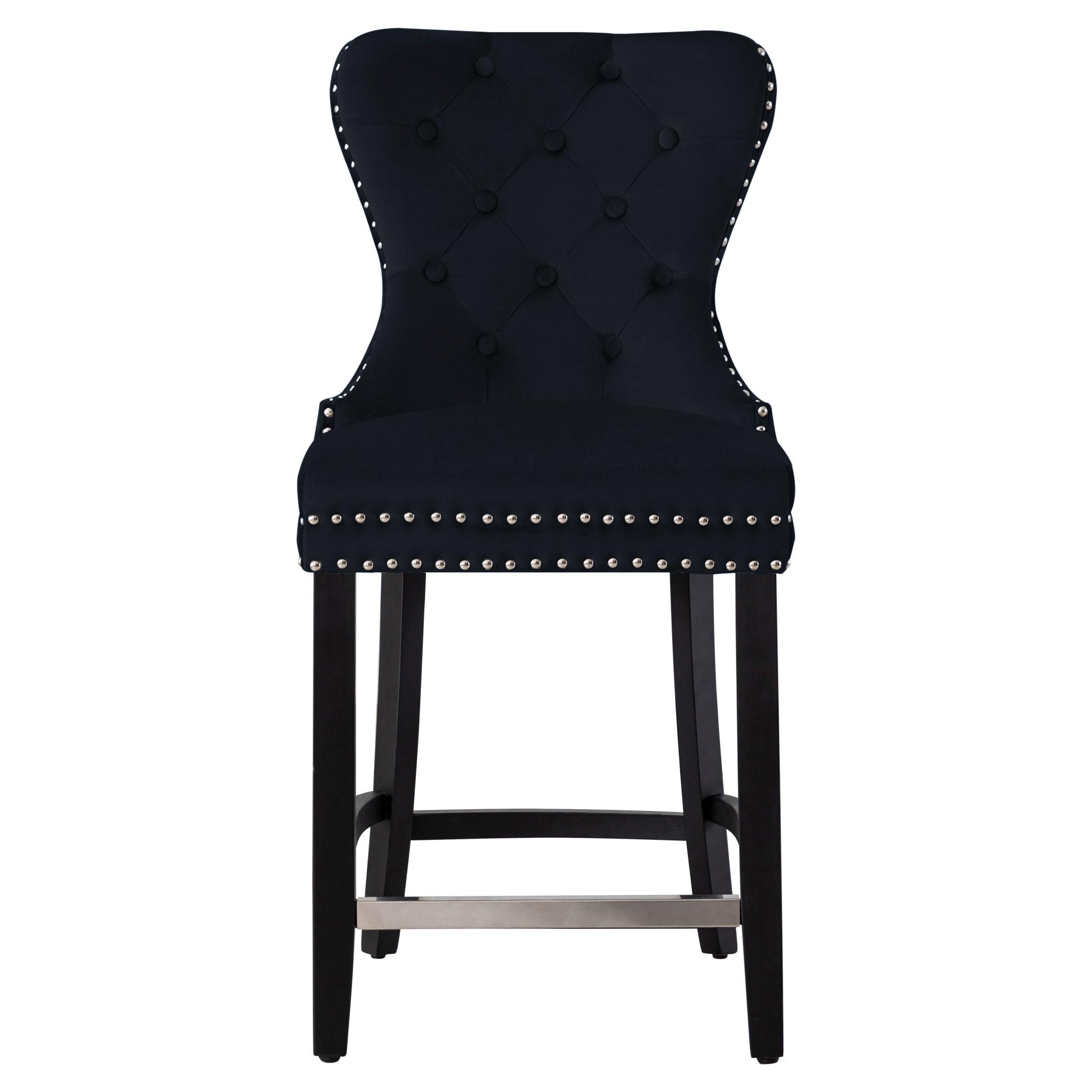 Hank 24" Tufted Velvet Counter Stool Black - Costaelm