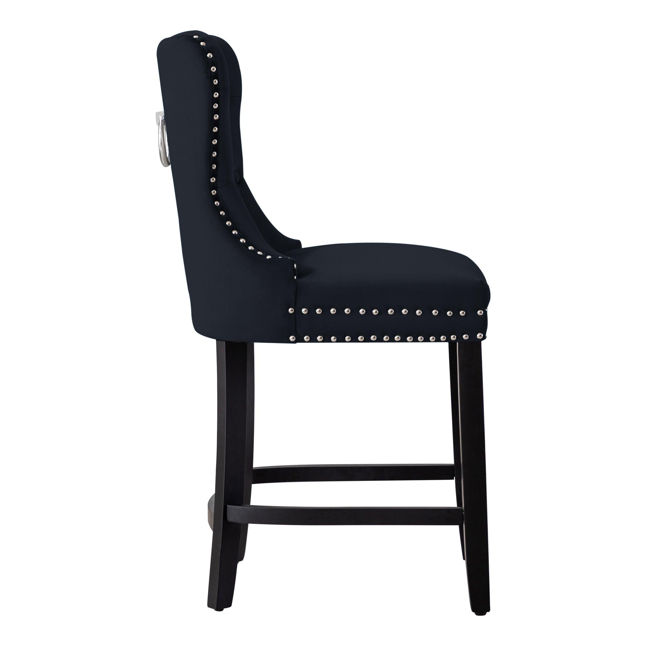 Hank 24" Tufted Velvet Counter Stool Black - Costaelm