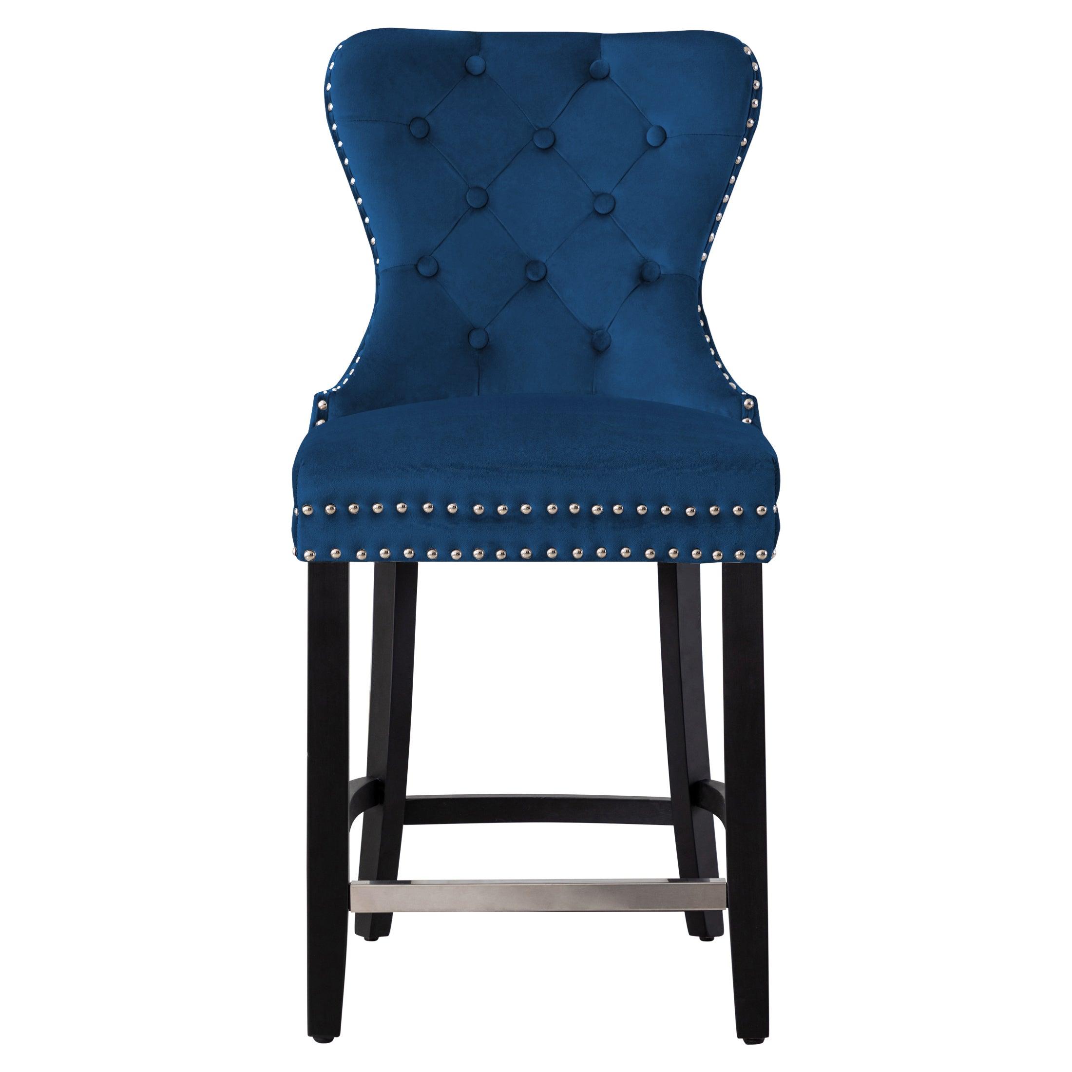 Hank 24" Tufted Velvet Counter Stool Black - Costaelm