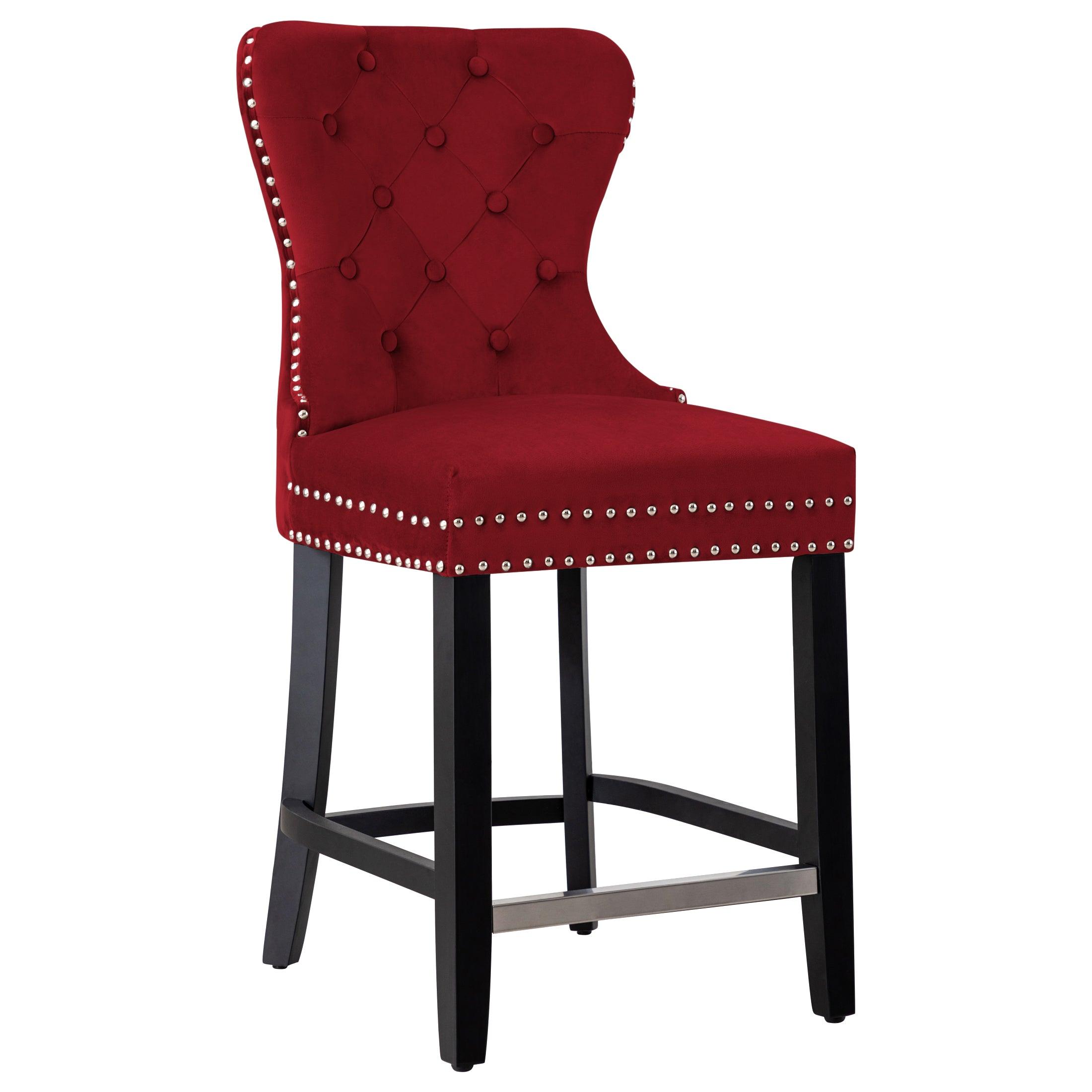 Hank 24" Tufted Velvet Counter Stool Black - Costaelm