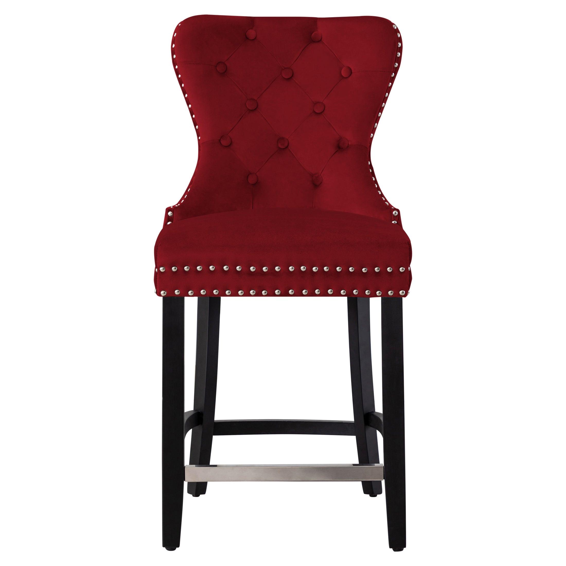 Hank 24" Tufted Velvet Counter Stool Black - Costaelm