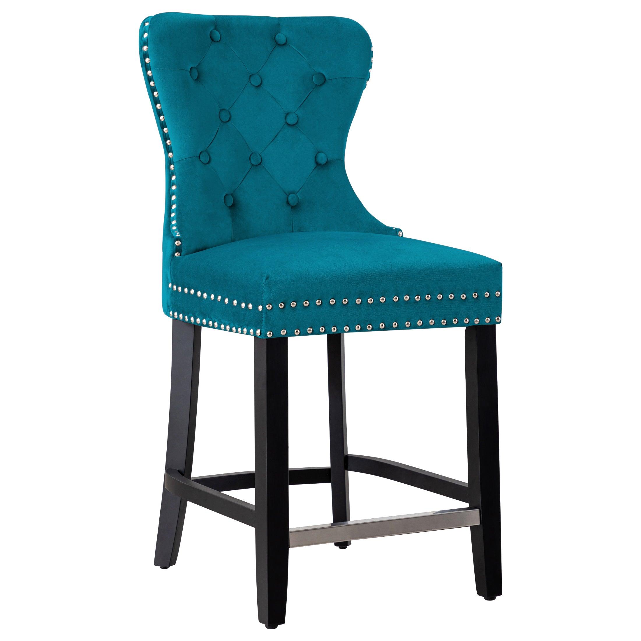 Hank 24" Tufted Velvet Counter Stool Black - Costaelm