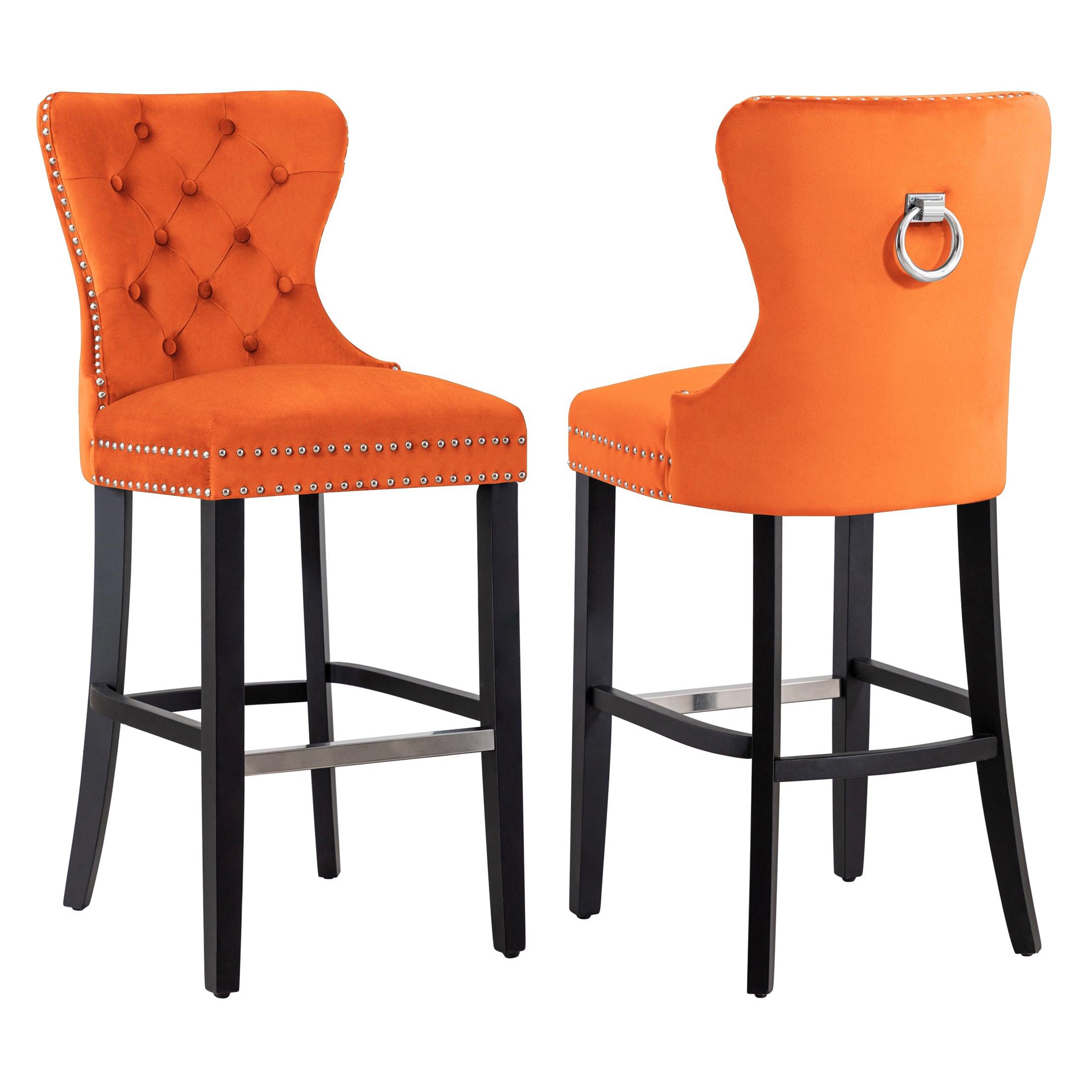 Hank 29" Tufted Velvet Bar Stool (Set of 2) Black - Costaelm