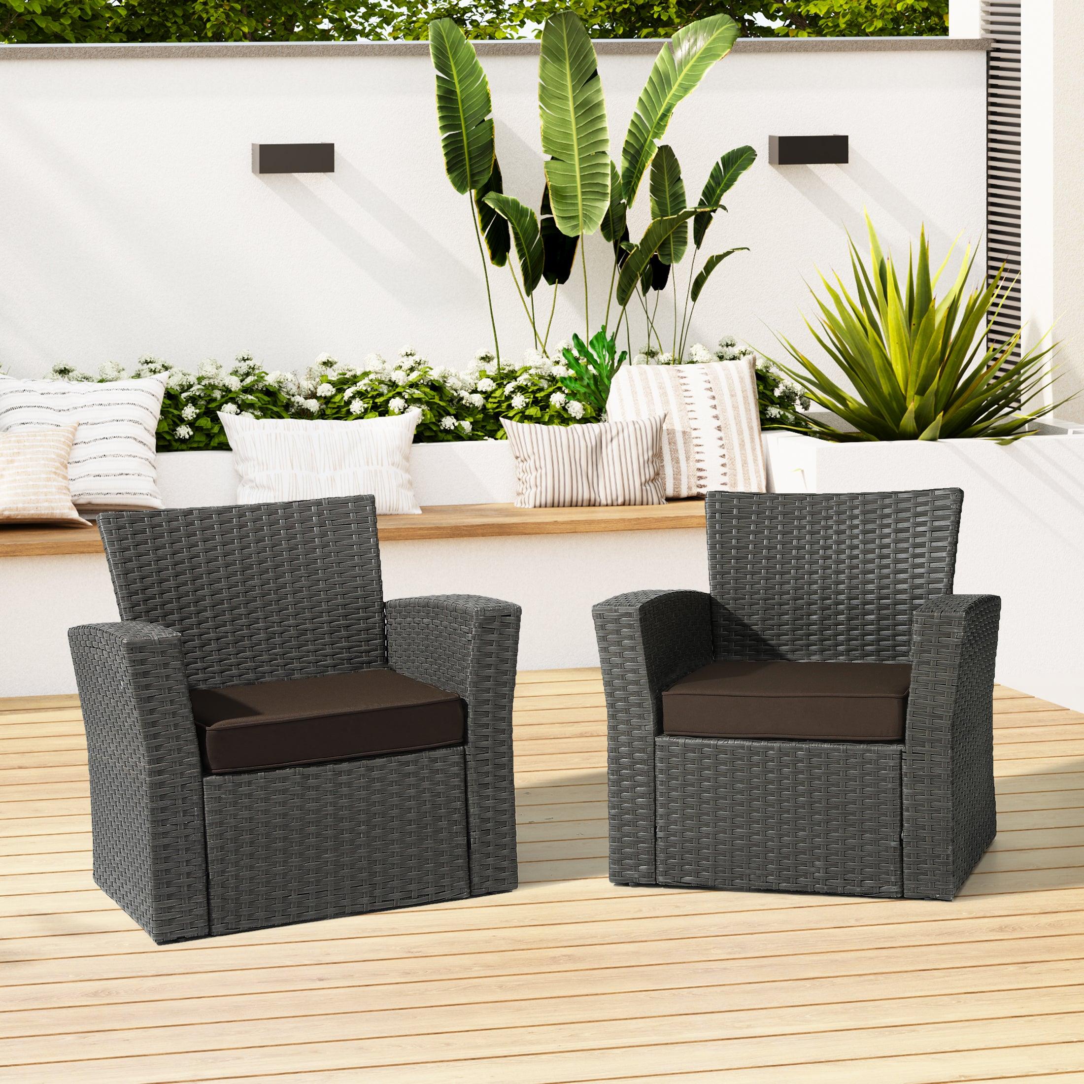 Harmony Outdoor Patio Seat Chair Square Cushions with Piping (Set of 2) - Costaelm