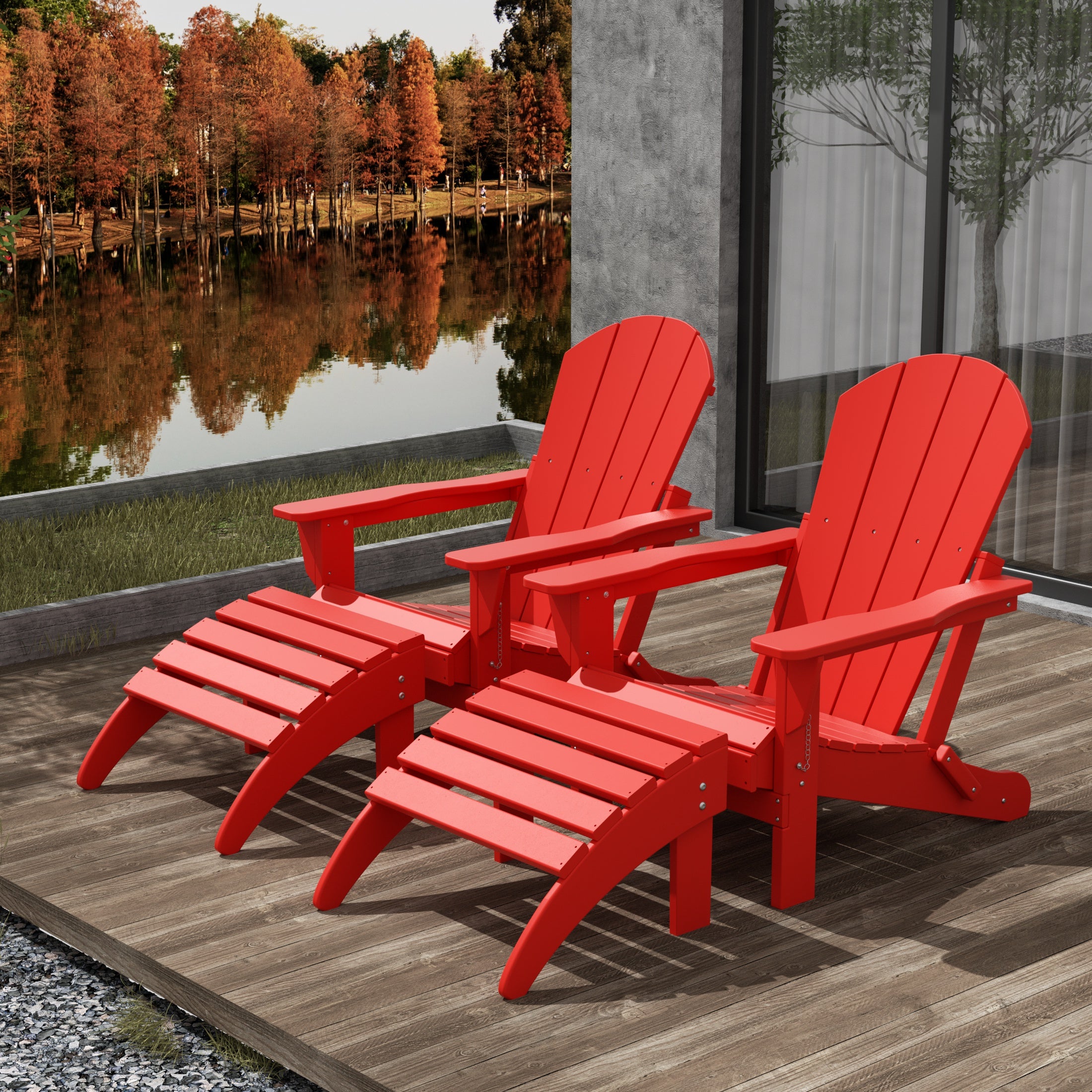 Paradise Westintrends 4-Piece set classic Adirondack chairs with ottoman (2 seater)