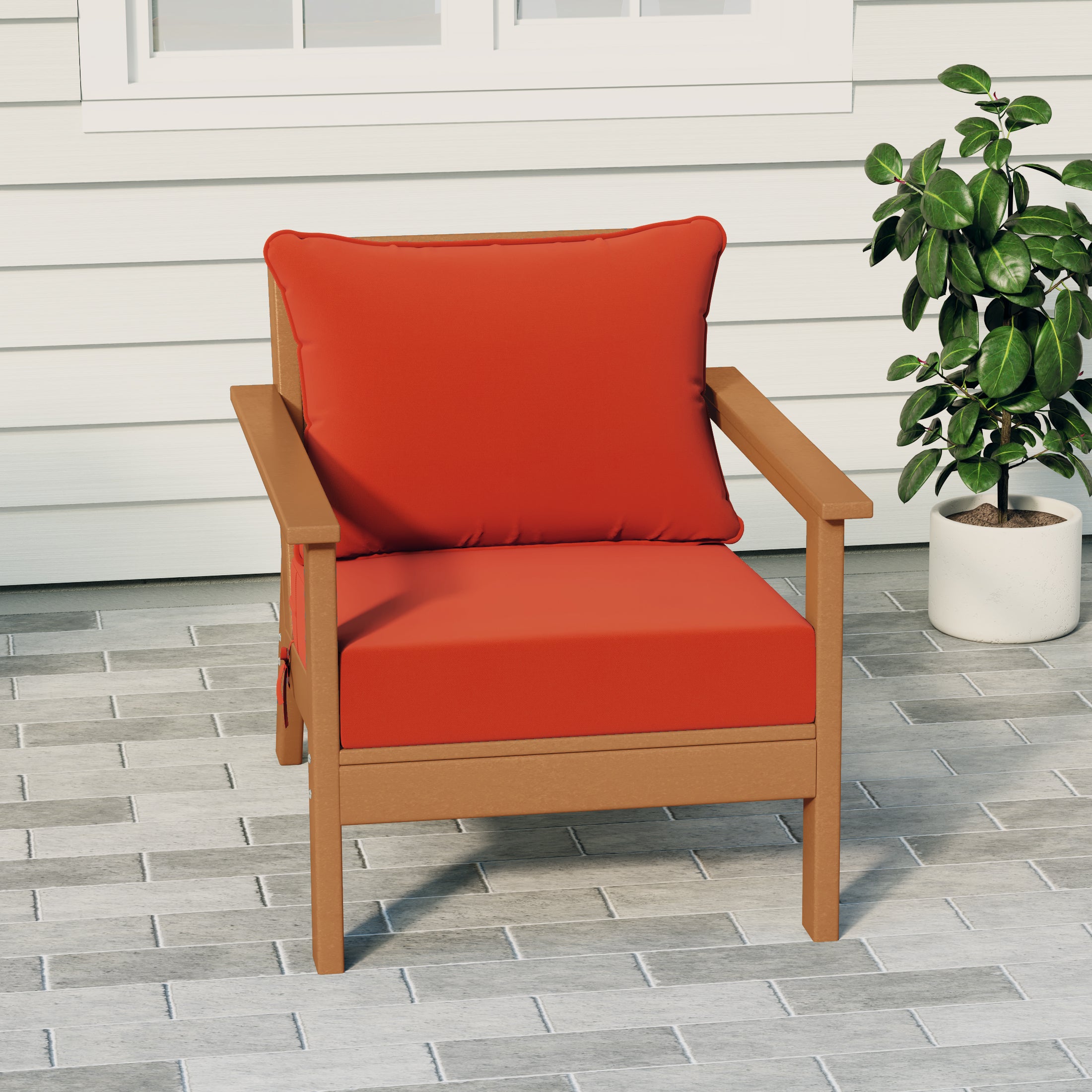 Portsmouth Modern Outdoor HDPE Patio Club Chair with Deep Seat Cushions