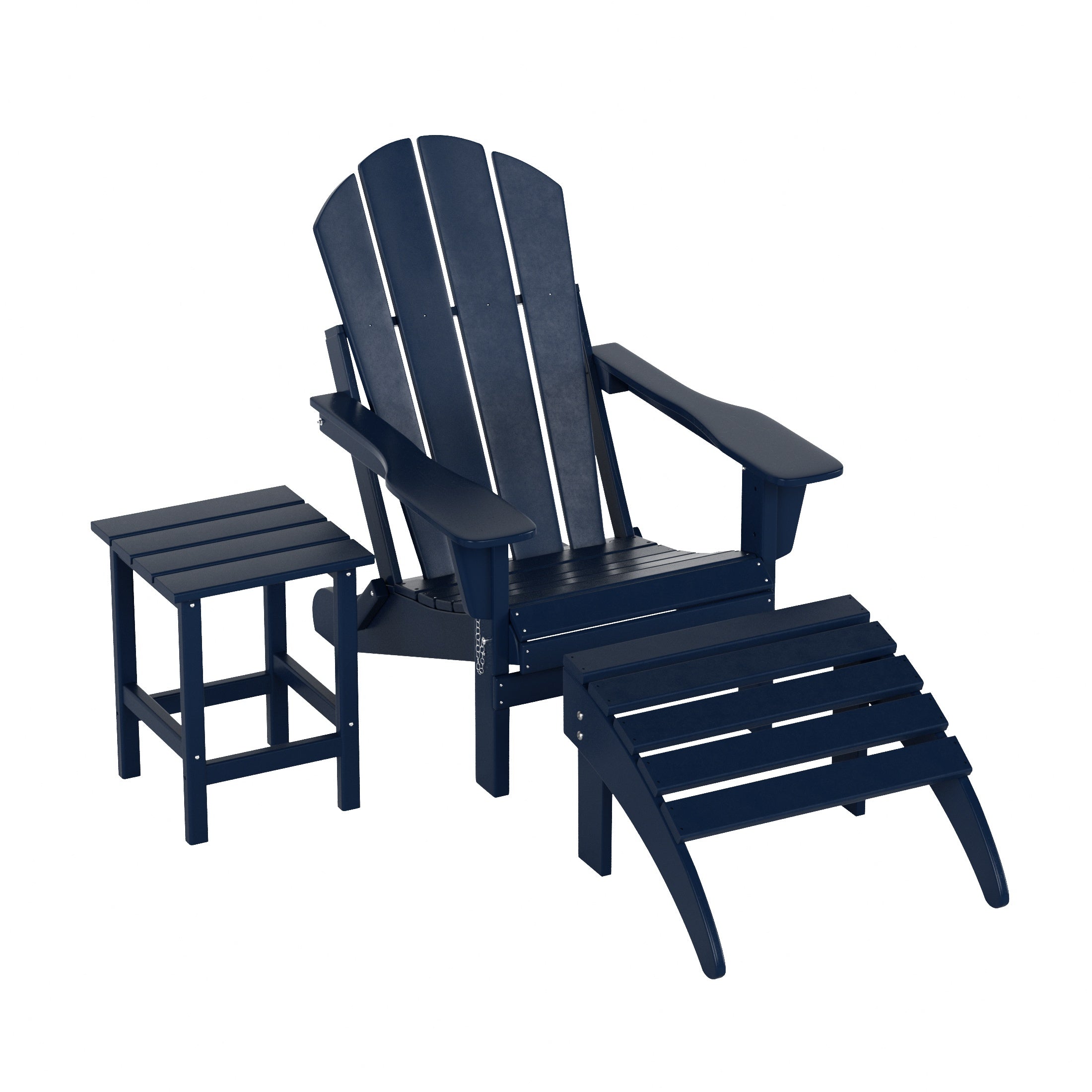 Paradise Westintrends 3-Piece set classic Adirondack chair with ottoman and a small coffee table (1 seater)