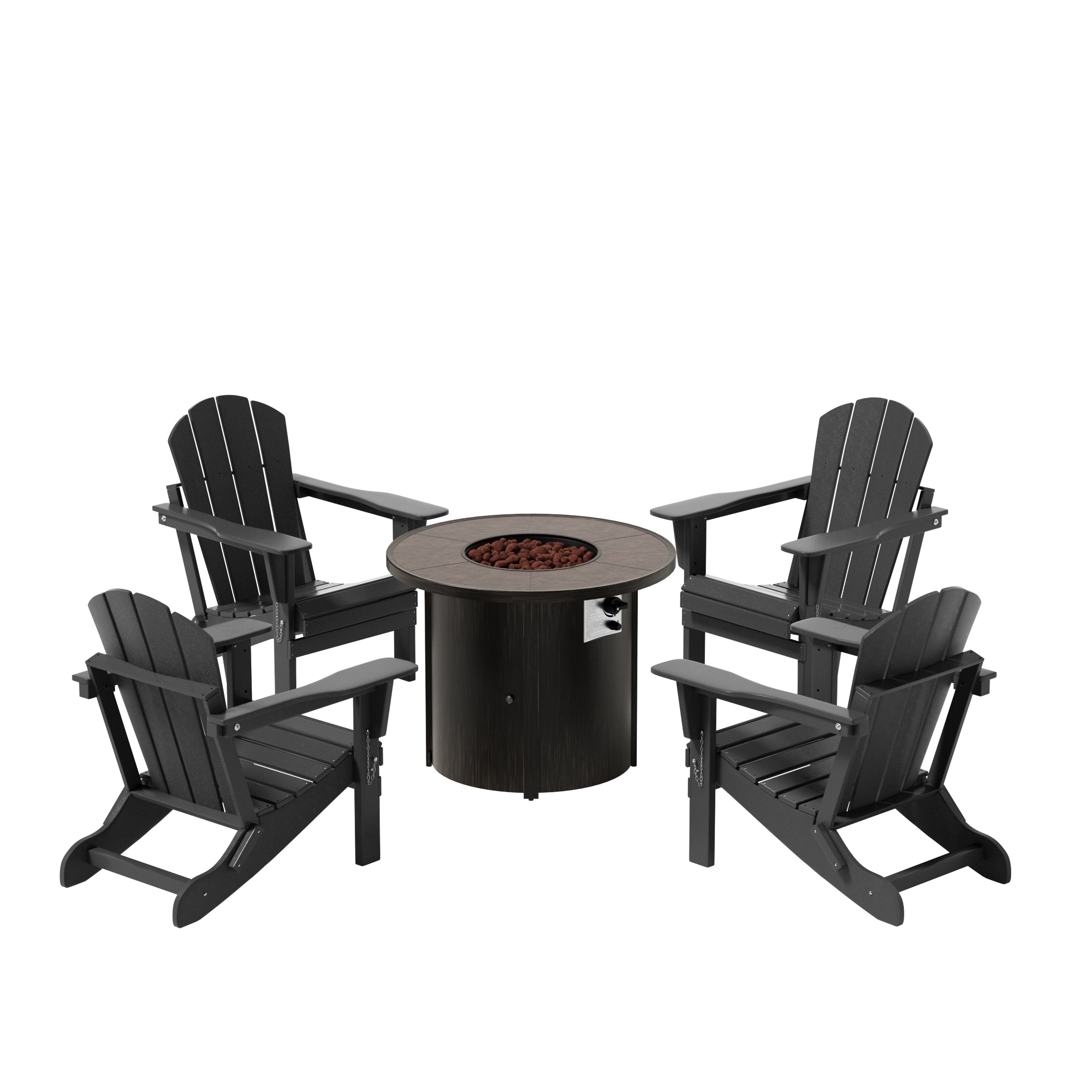 Paradise Malibu Outdoor Adirondack Folding Chair With Round Fire Pit Table