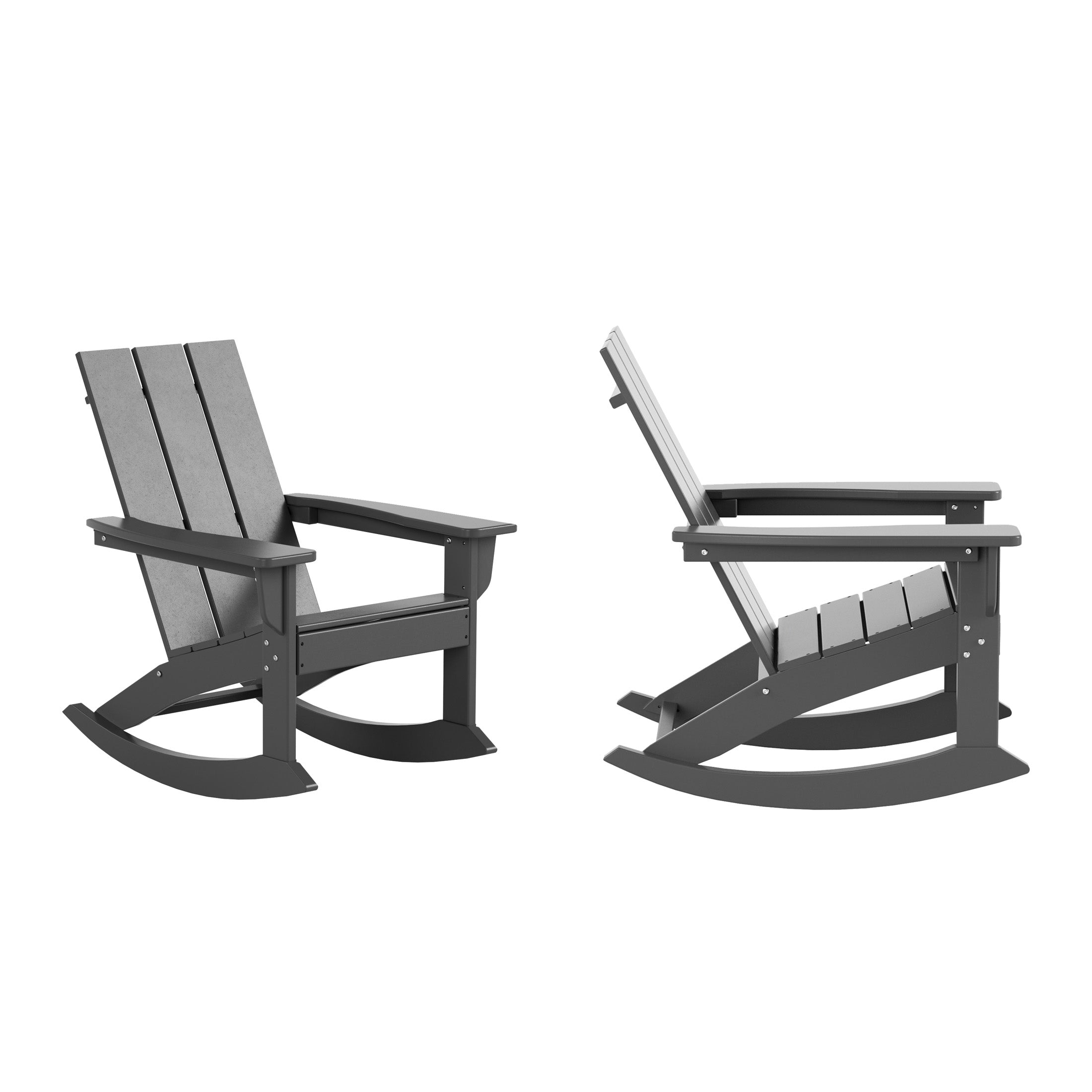 Palms Ashore Outdoor Patio Modern Adirondack Rocking Chair (Set of 2)