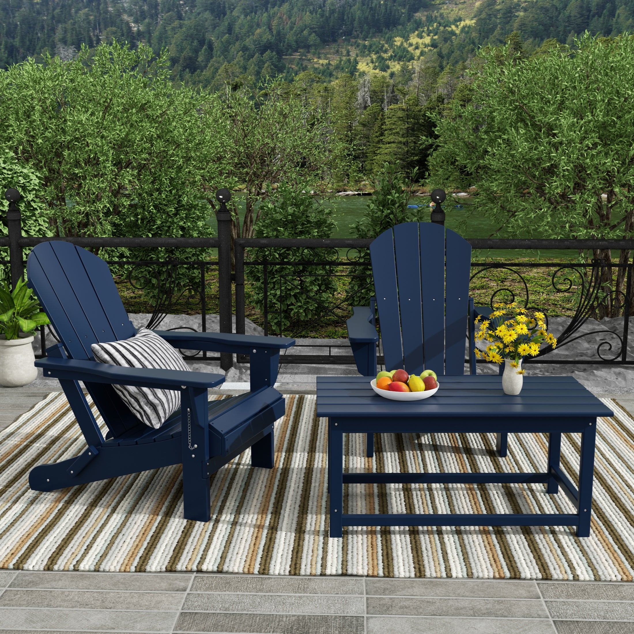 Paradise Westintrends 3-Piece set Outdoor / Patio Poly Adirondack chair set with a Coffee table ( 2 seater )