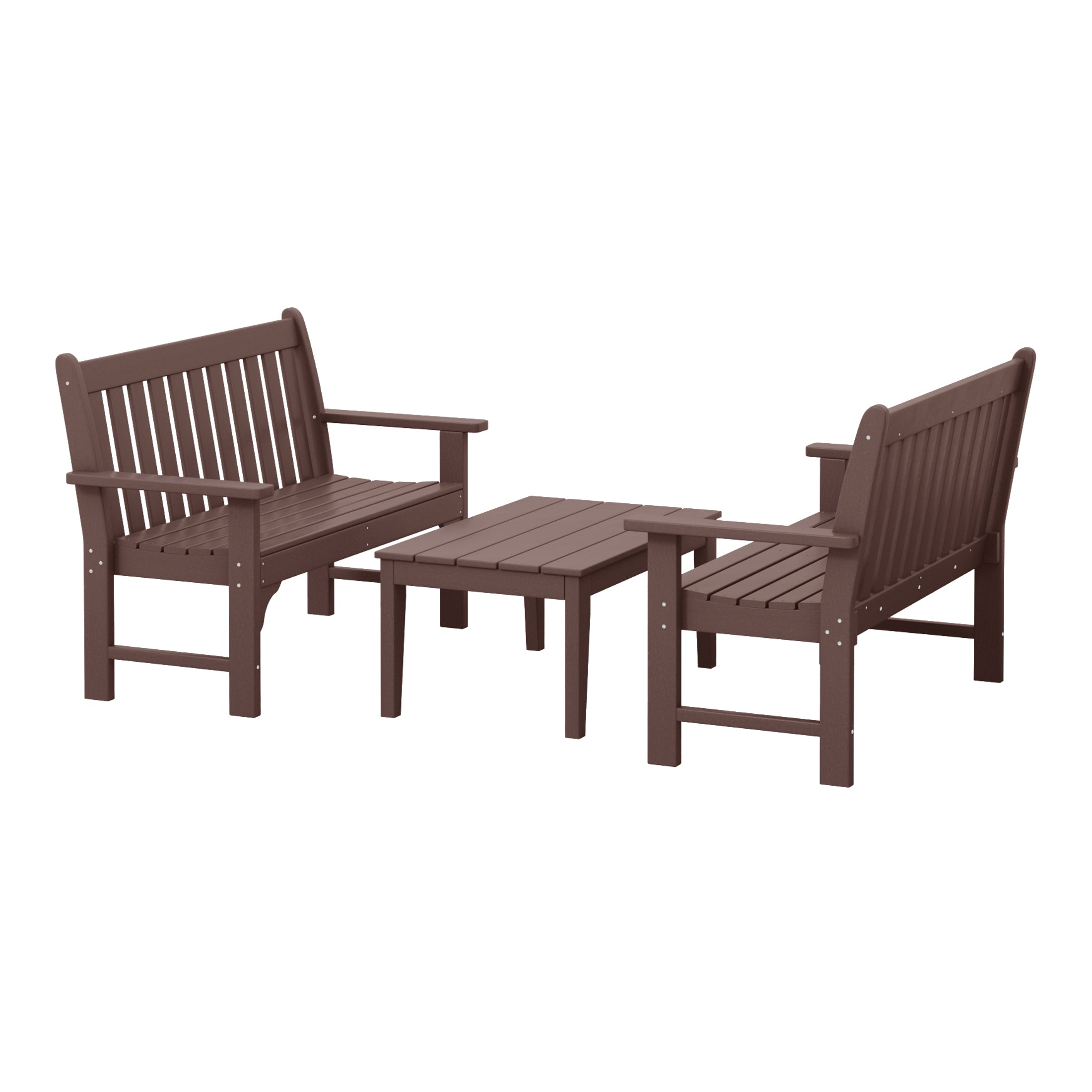 Paradise 3-Piece HDPE Outdoor Patio Furniture Bench and Coffee Table Set