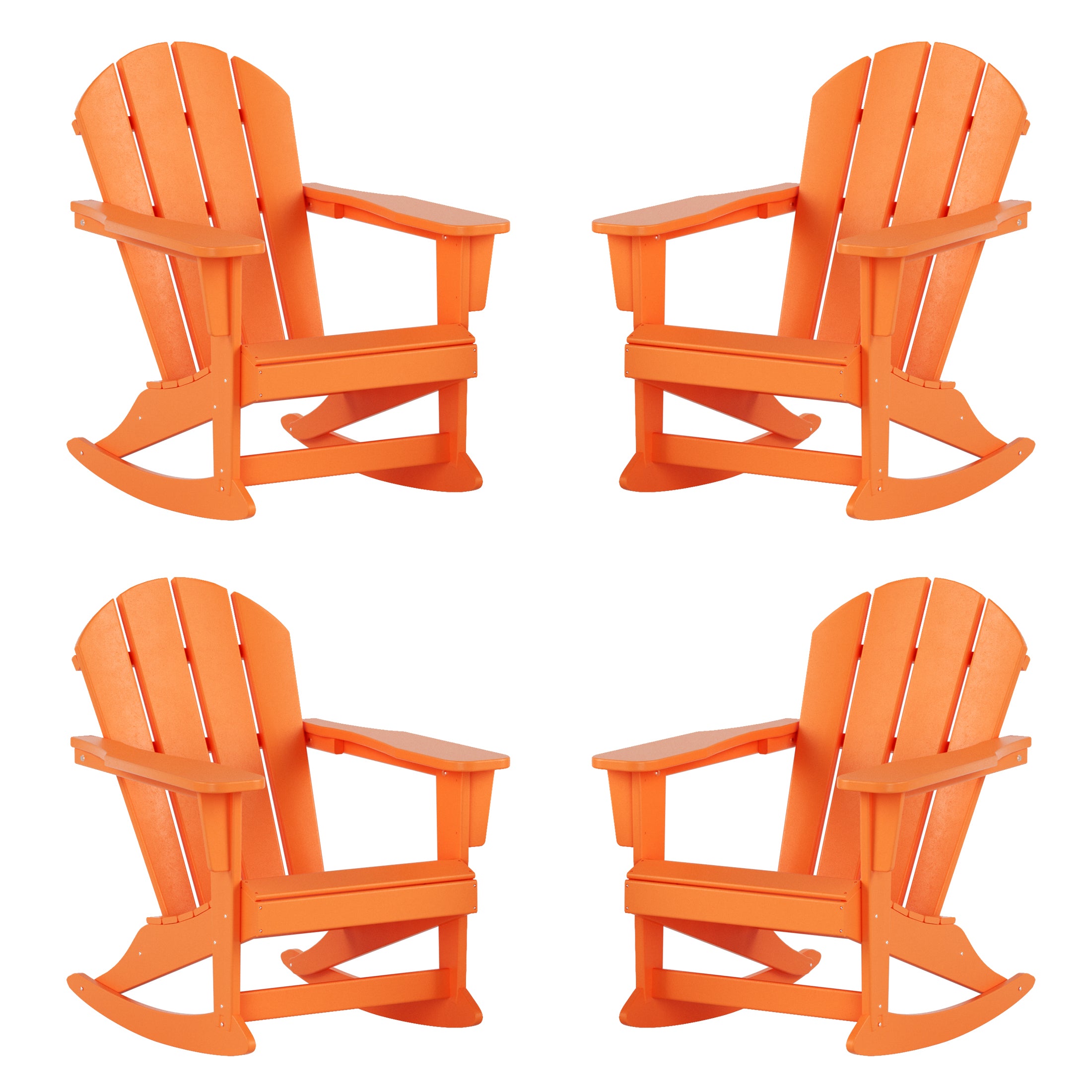 Paradise Malibu Outdoor Patio Porch Rocking Adirondack Chair (Set of 4)