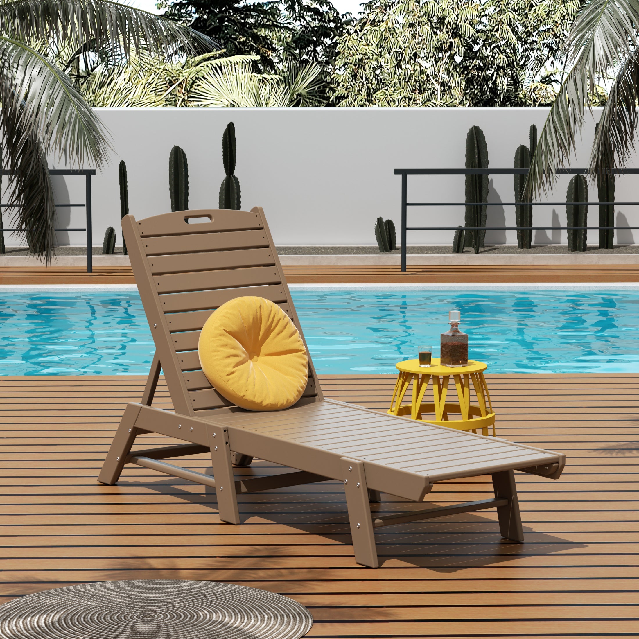 Paradise Malibu Poly Reclining Outdoor Patio Chaise Lounge Chair Adjustable