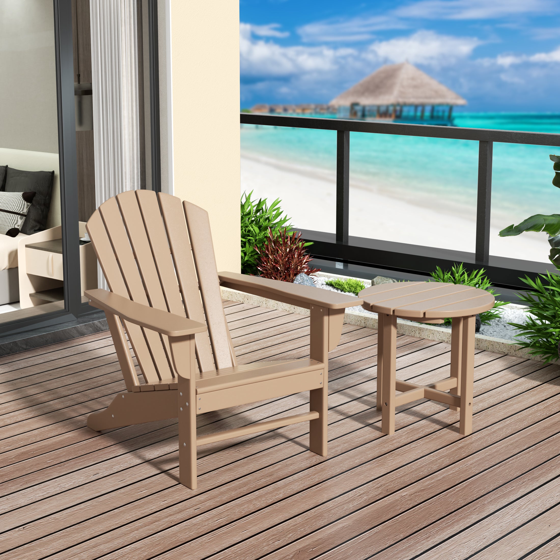 Portside Dylan Outdoor Adirondack Chair with Side Table Set