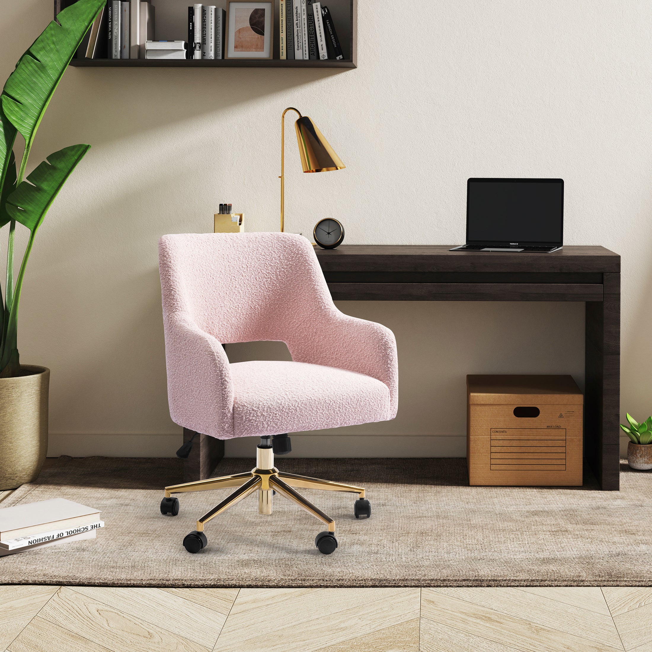 Amélie Modern Adjustable Height and Swivel Vanity Chair with Wheels