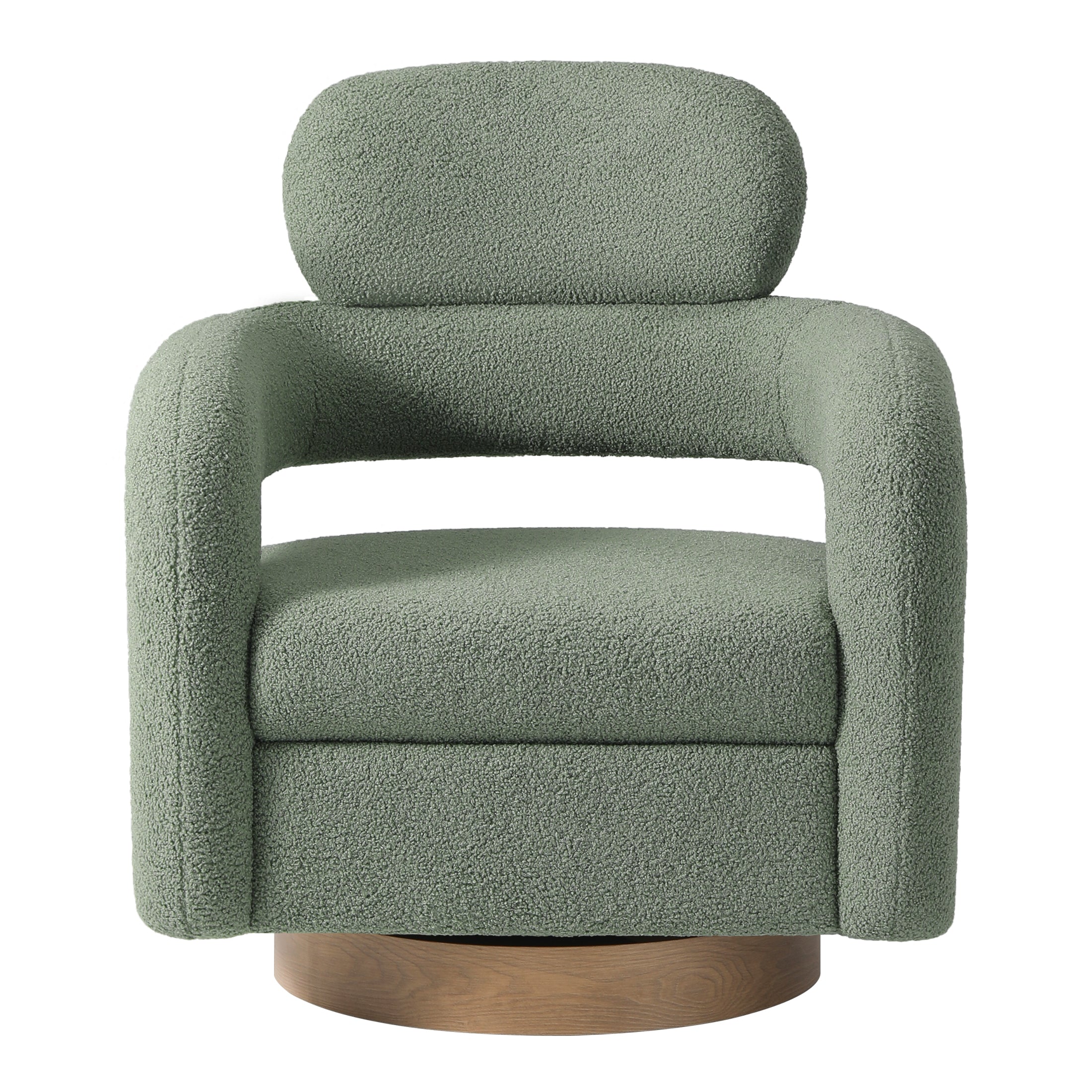 Celine Mid-Century Modern Round Sherpa Swivel Barrel Accent Chair