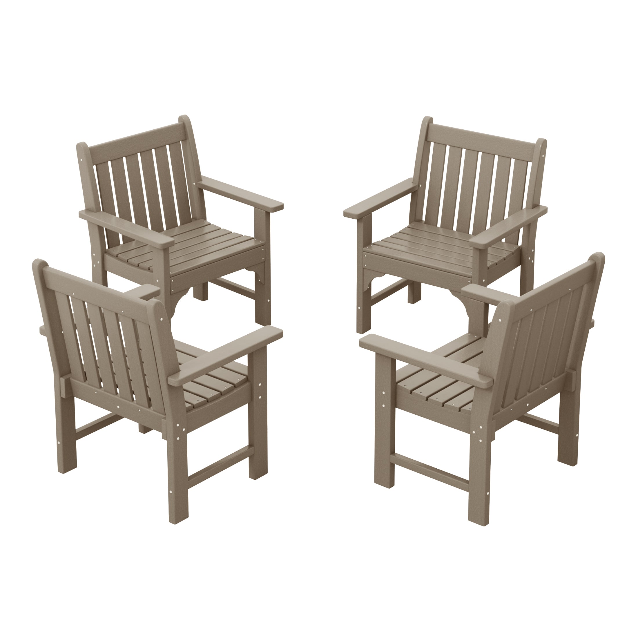 Paradise Outdoor Patio HDPE Garden Dining Arm Chairs (Set of 4)