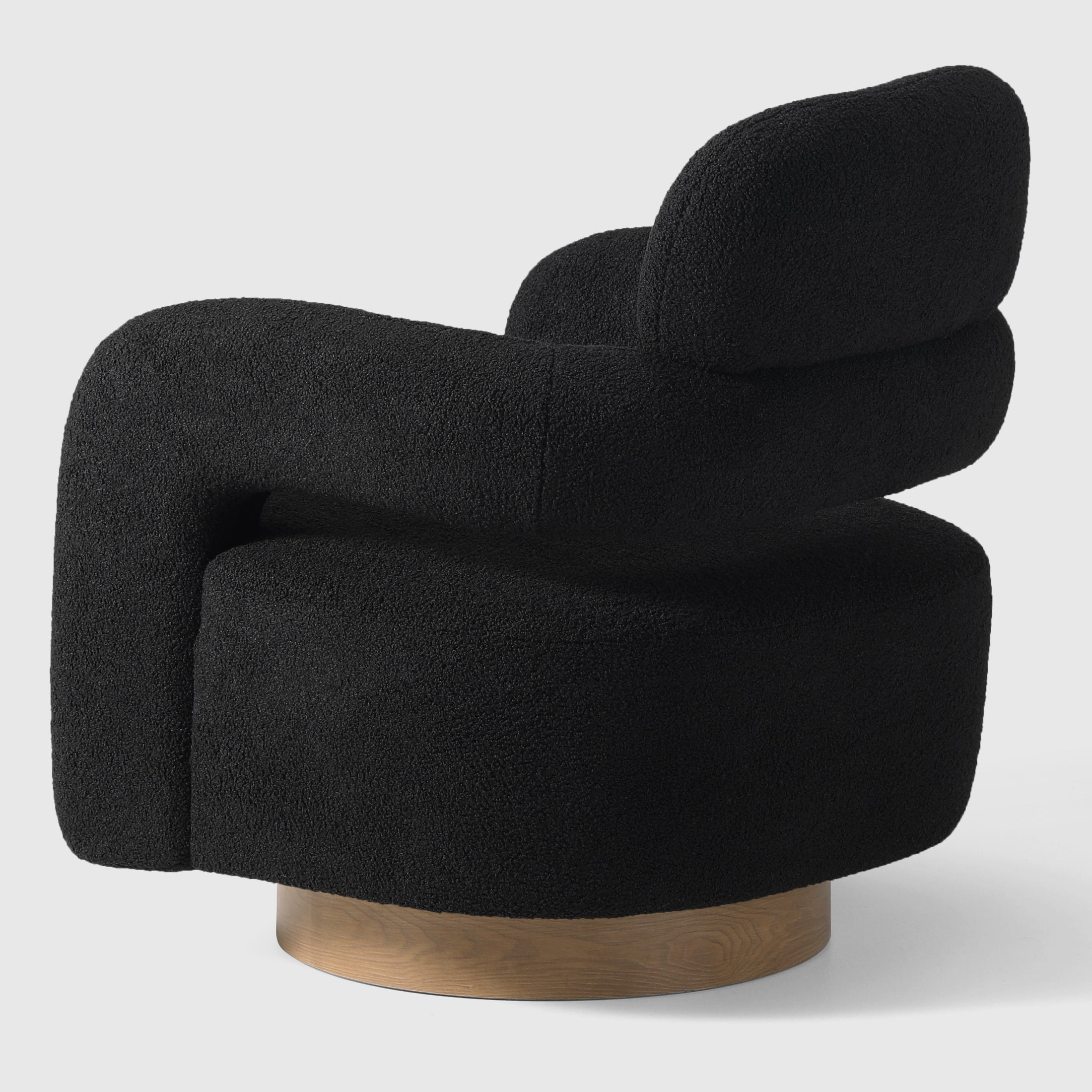 Celine Mid-Century Modern Round Sherpa Swivel Barrel Accent Chair