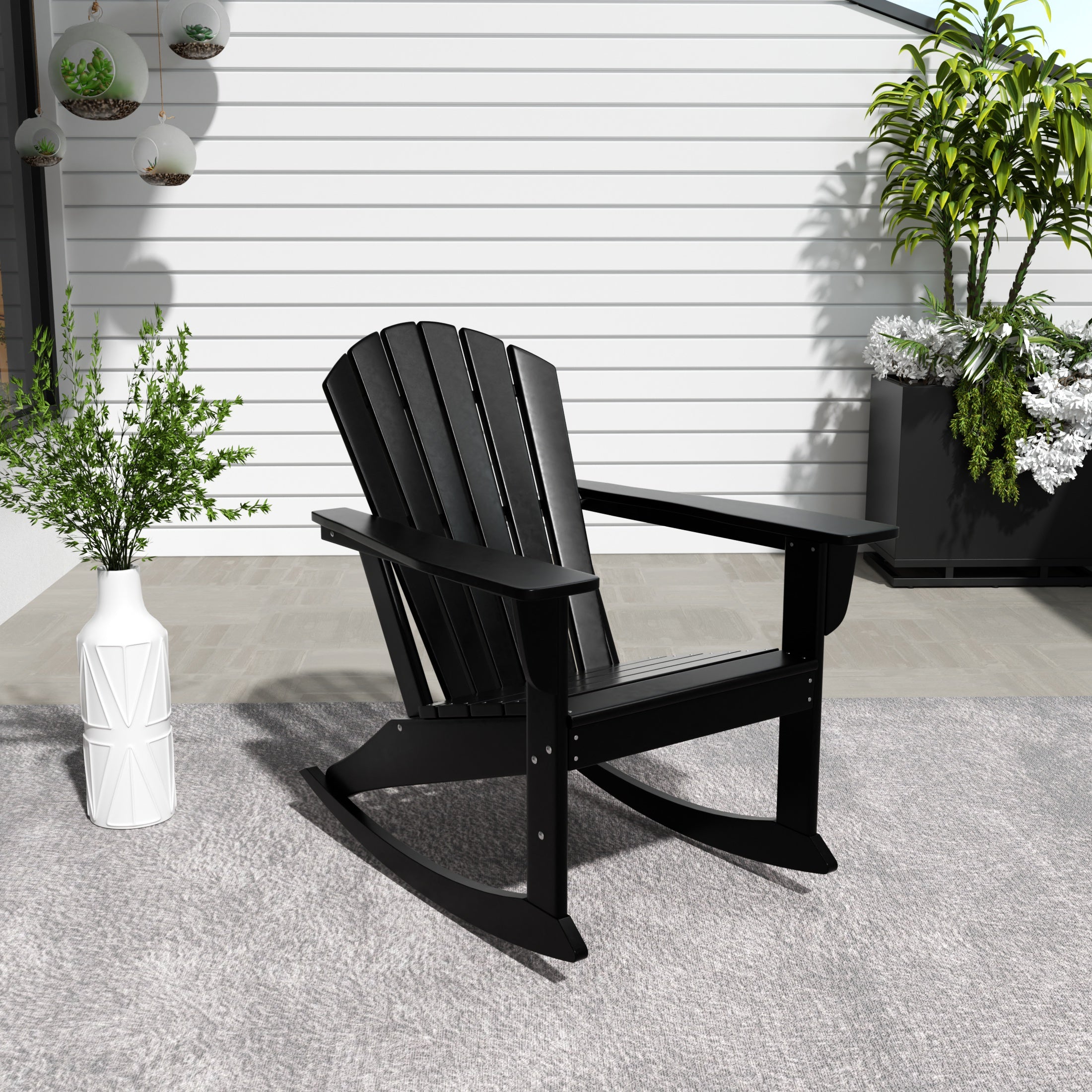 Portside Dylan Outdoor Patio Poly Plastic Adirondack Rocking Chair